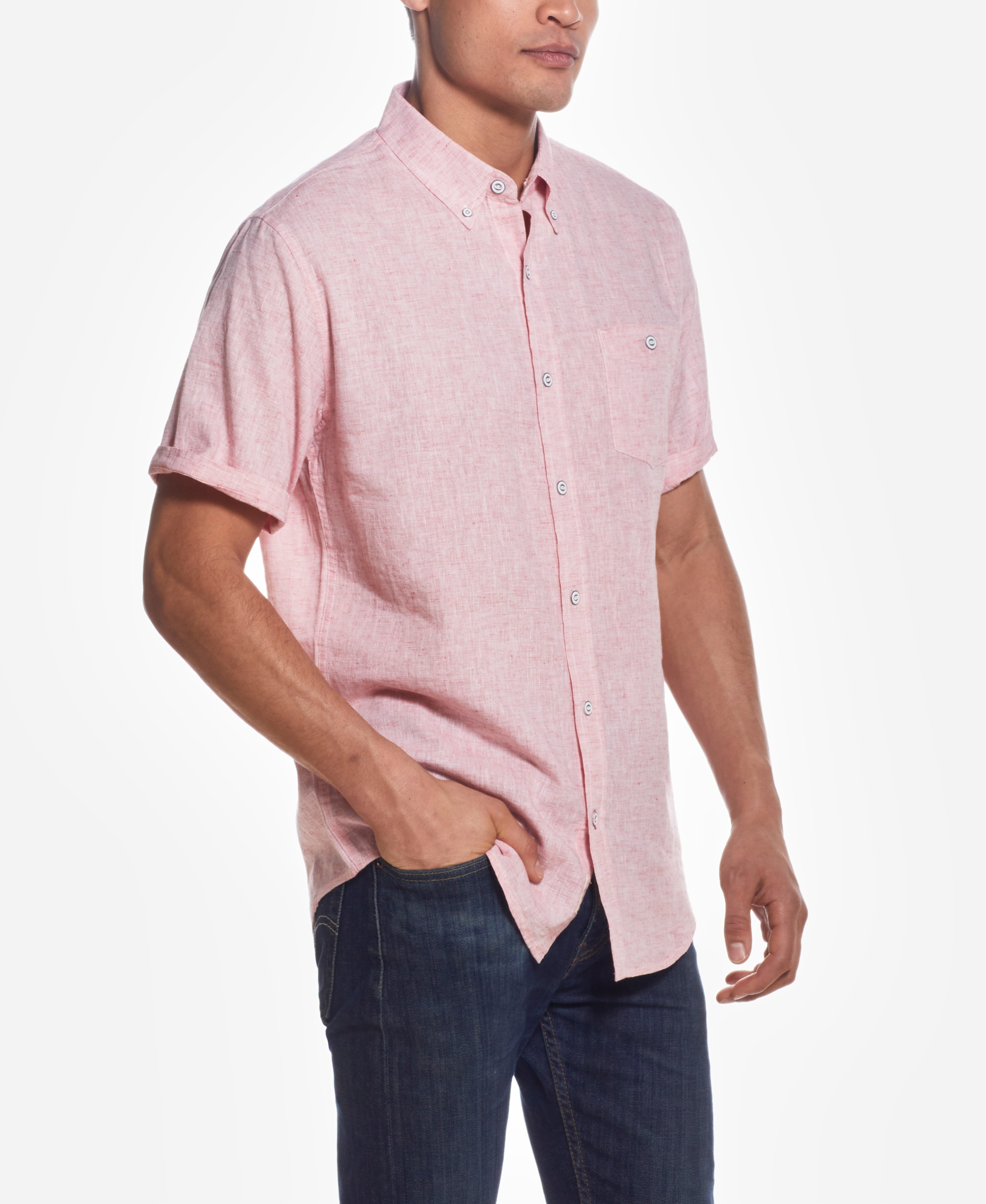 Short Sleeve Linen Cotton in Red