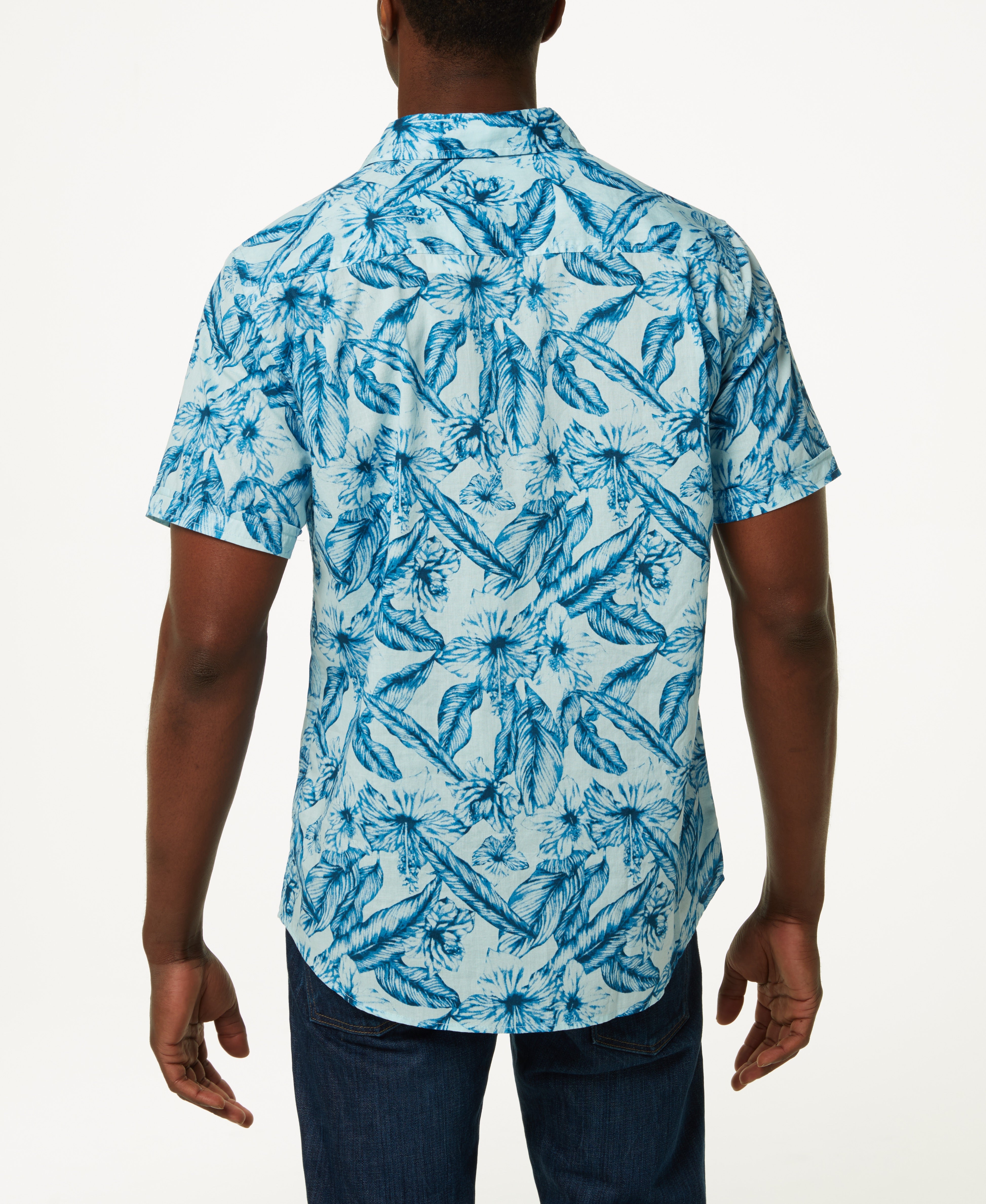 Poplin Floral Print In Sky Blue