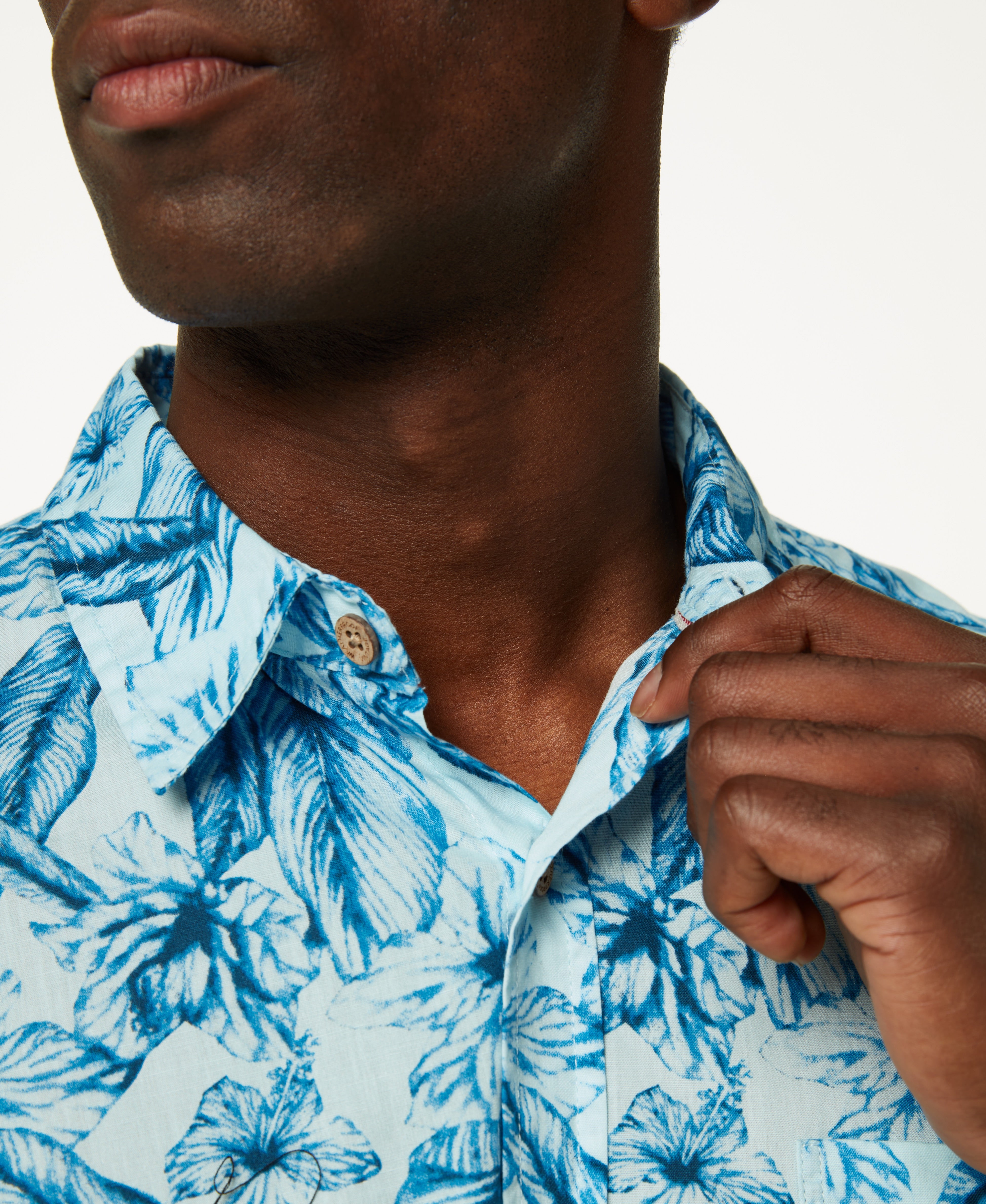 Poplin Floral Print In Sky Blue