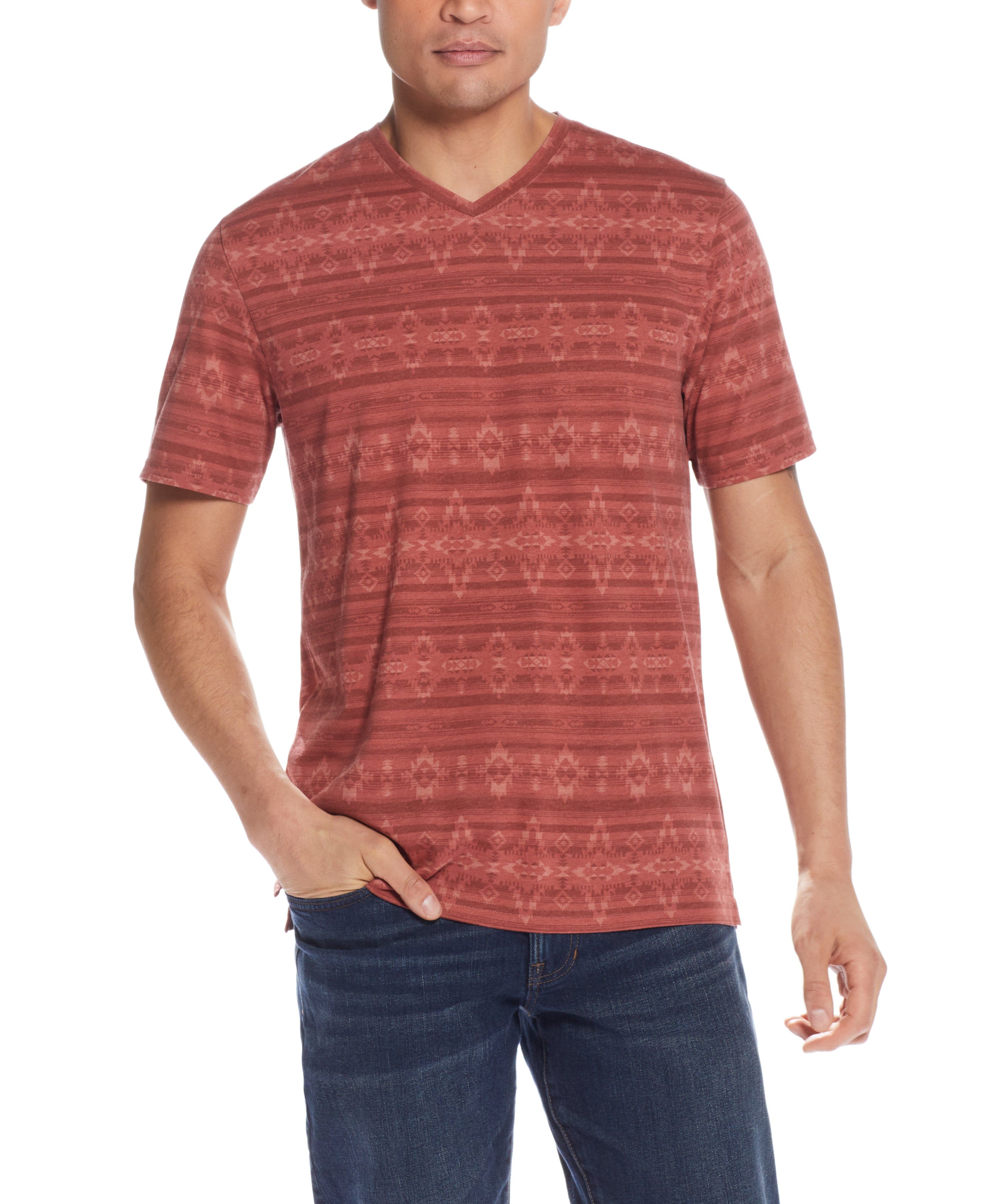 South West V Neck TEE IN Red Ochre