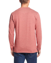 Long Sleeve Stripe Crew In Red Ochre | Crafted Knits | Weatherproof Vintage