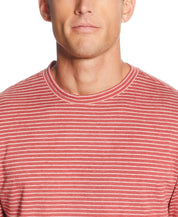 Long Sleeve Stripe Crew In Red Ochre | Crafted Knits | Weatherproof Vintage