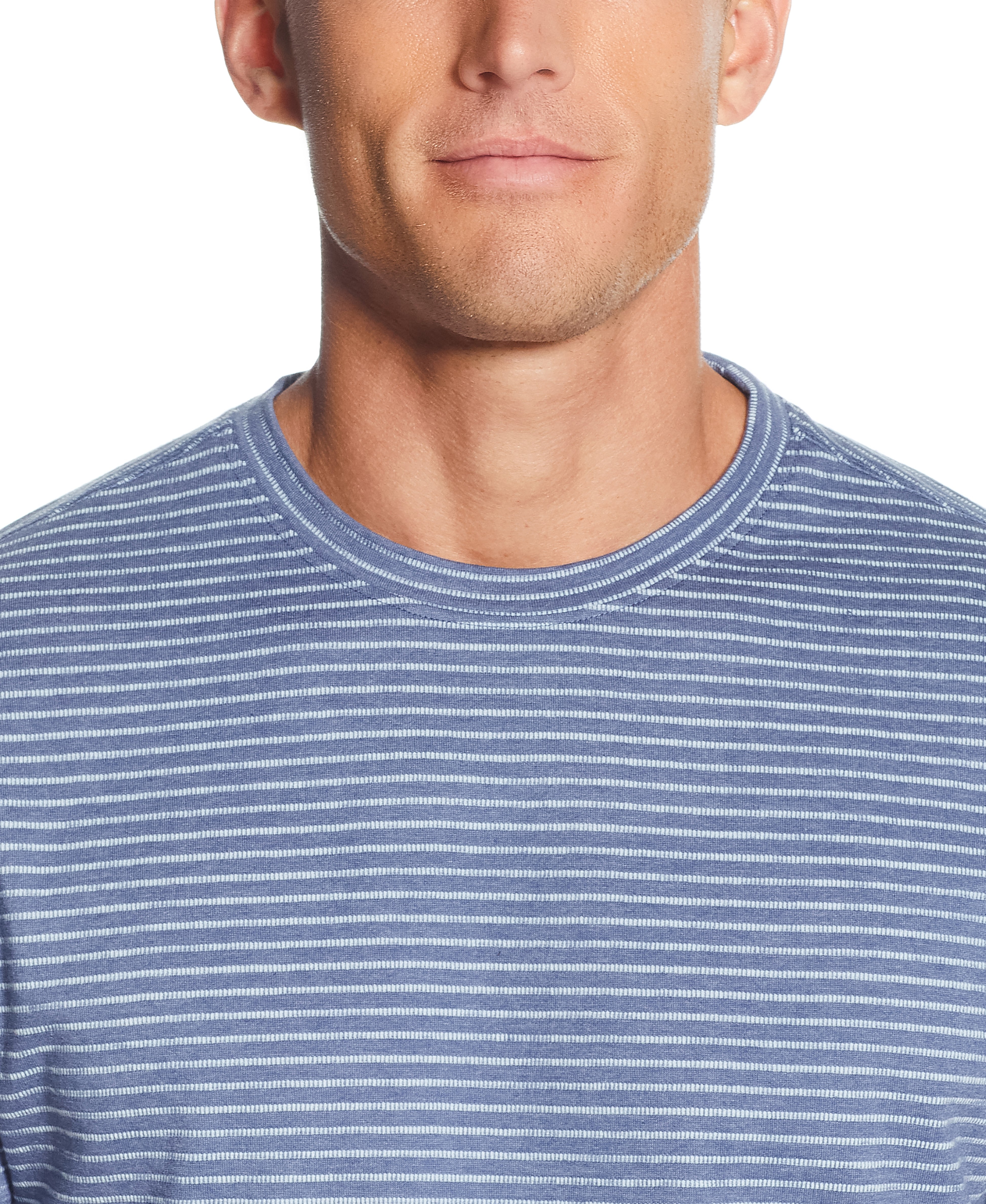 LONG SLEEVE STRIPE CREW IN VINTAGE INDIGO | Crafted Knits | Weatherproof Vintage