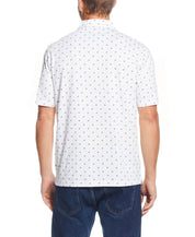 Short Sleeve Allover Print Jersey Polo In White
