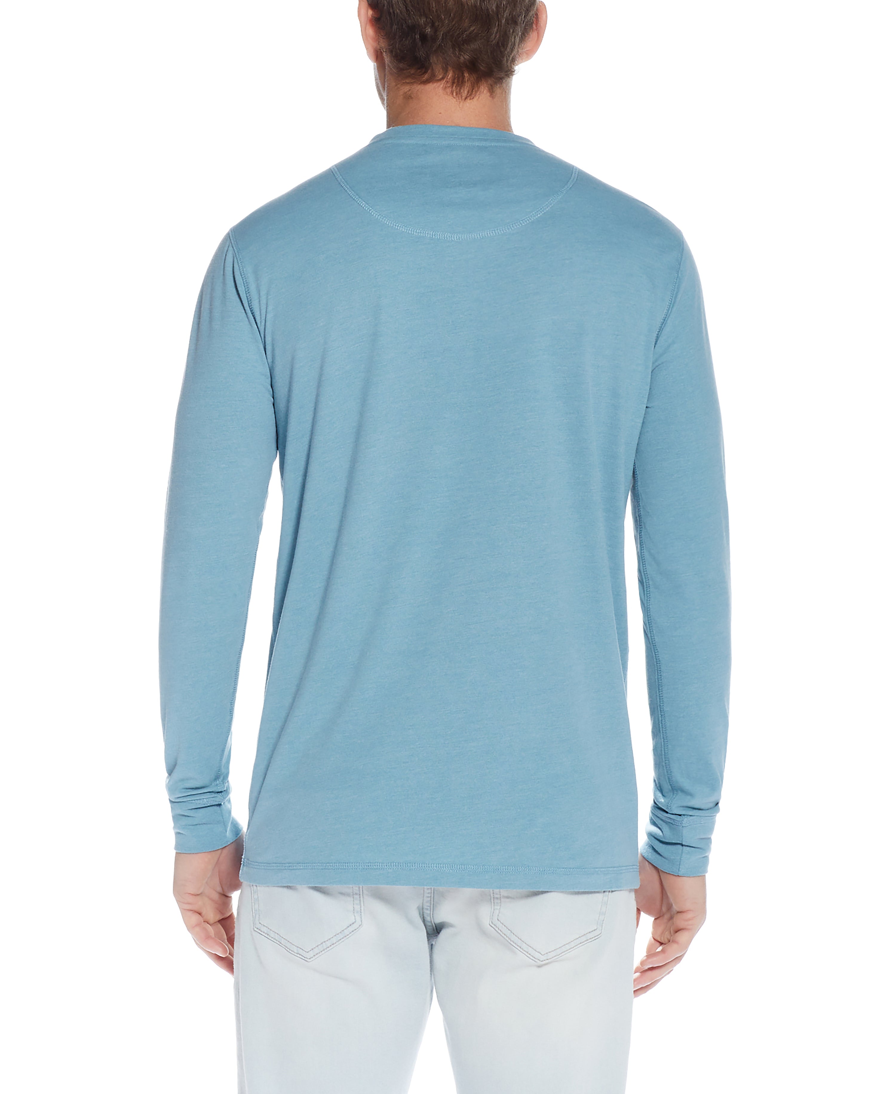 LONG SLEEVE HENLEY IN ADRIATIC