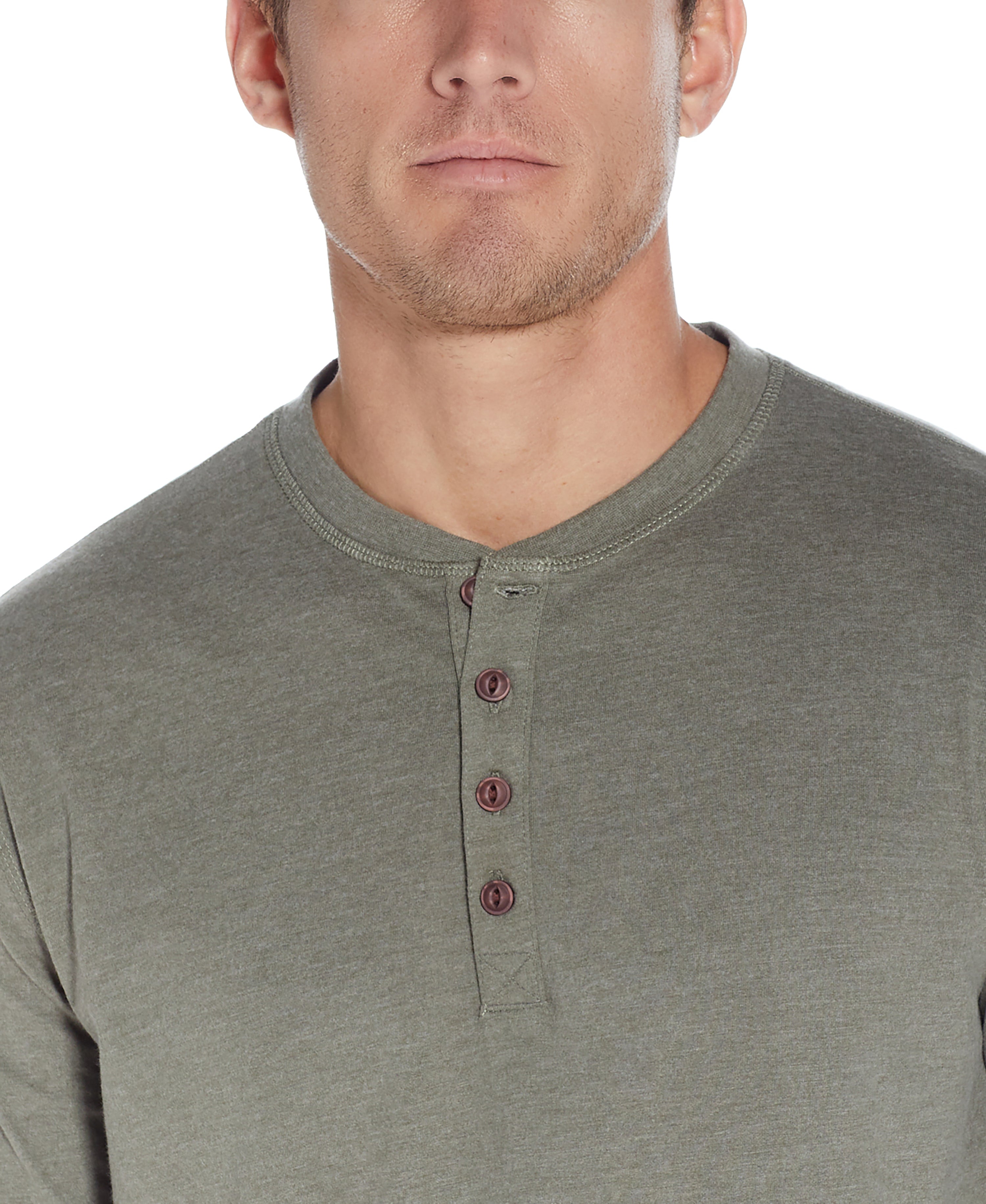 LONG SLEEVE HENLEY IN OLIVE