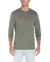 Long Sleeve Henley In Olive