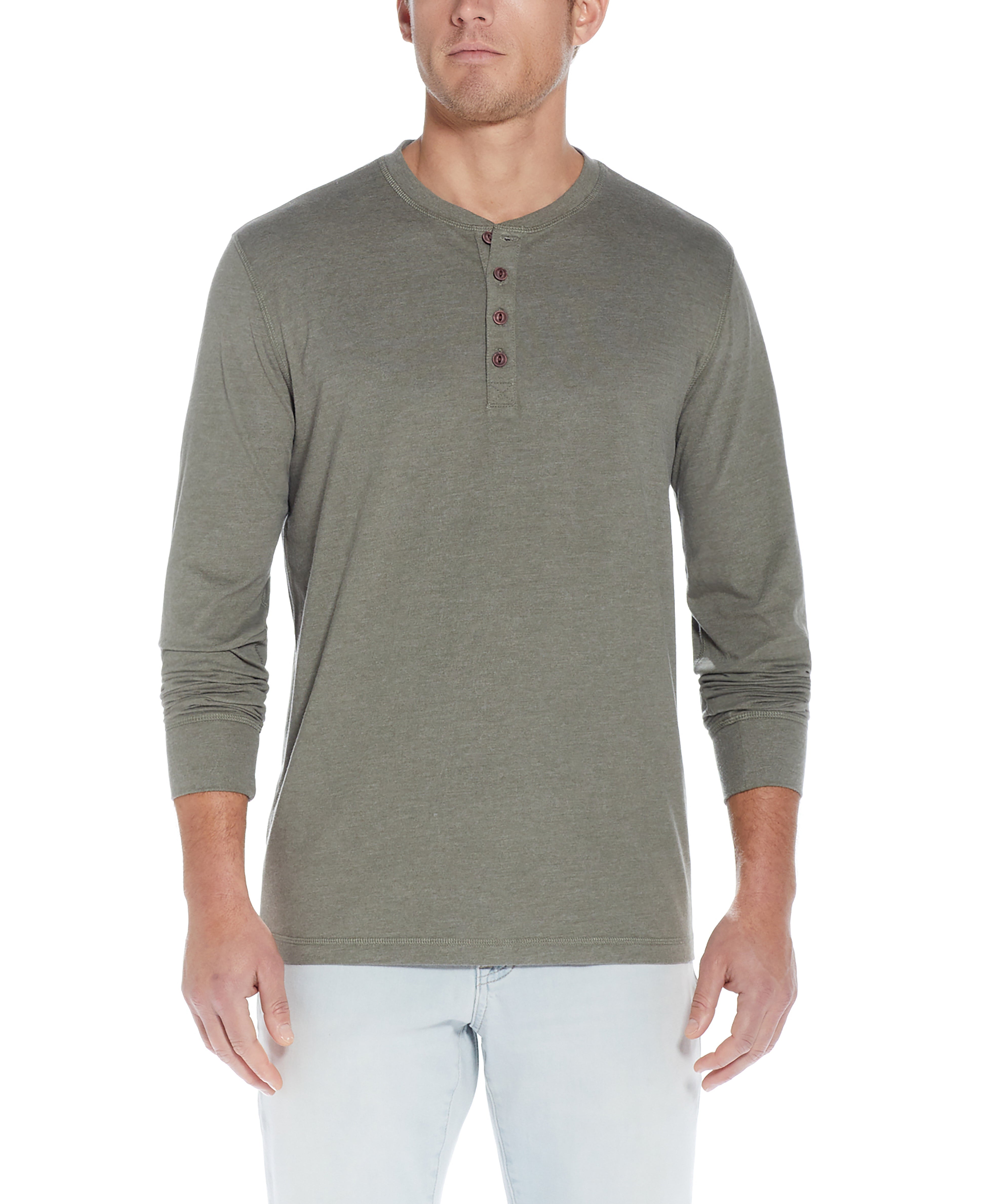 Long Sleeve Henley In Olive