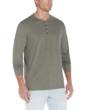 Long Sleeve Henley In Olive