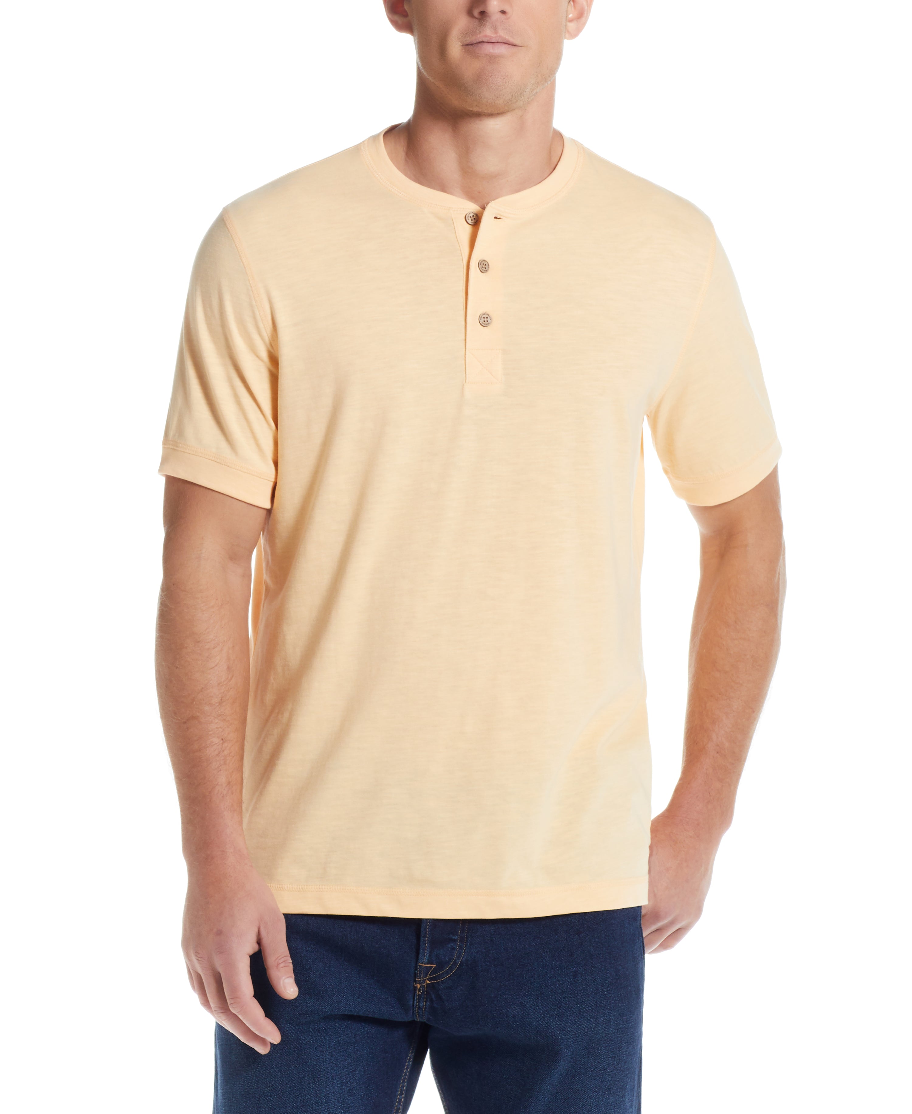 SHORT SLEEVE HENLEY IN DESERT HEATHER