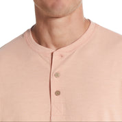 Short Sleeve Melange Henley In Dusty Pink