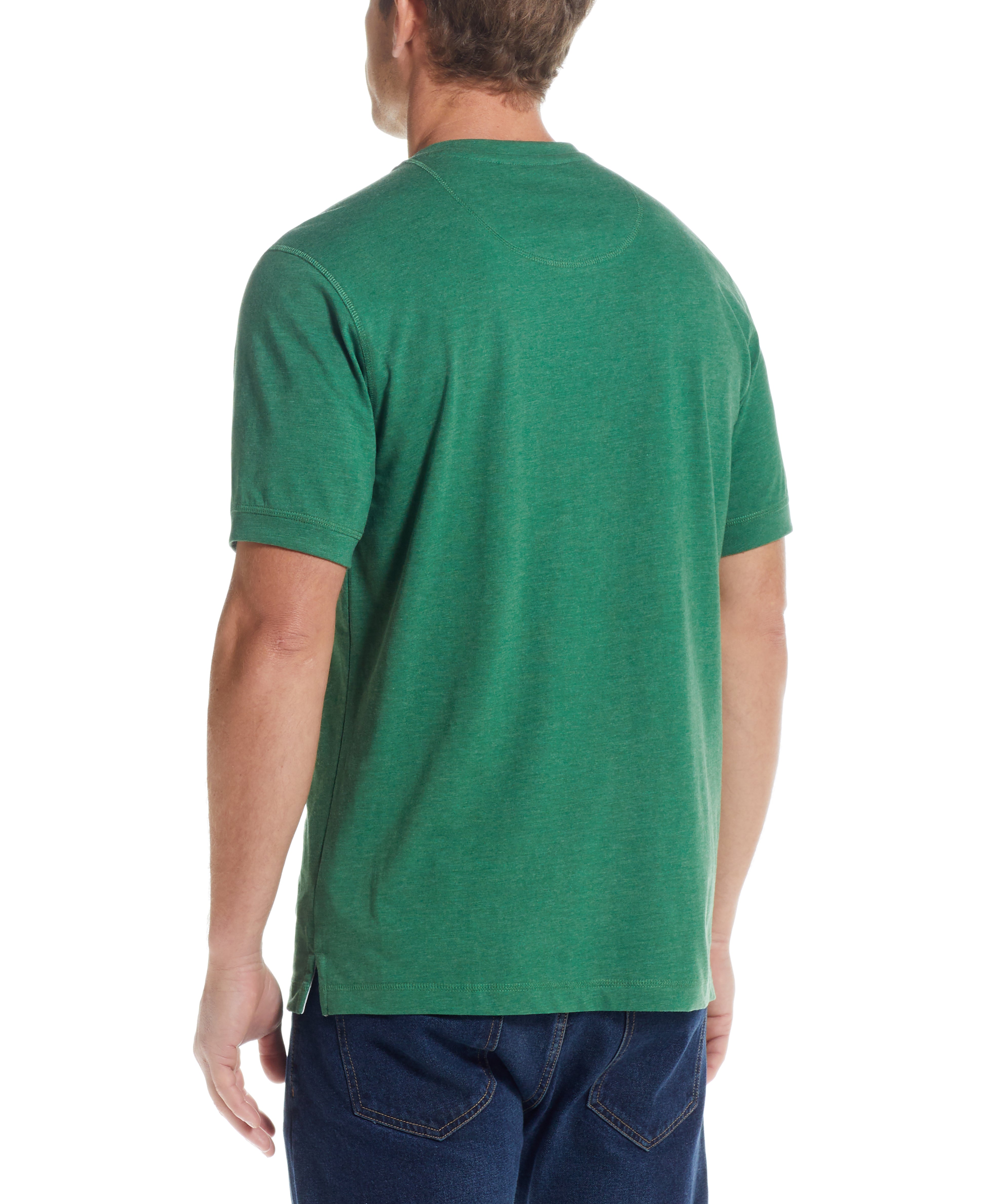 Short Sleeve Henley In Fairway Heather