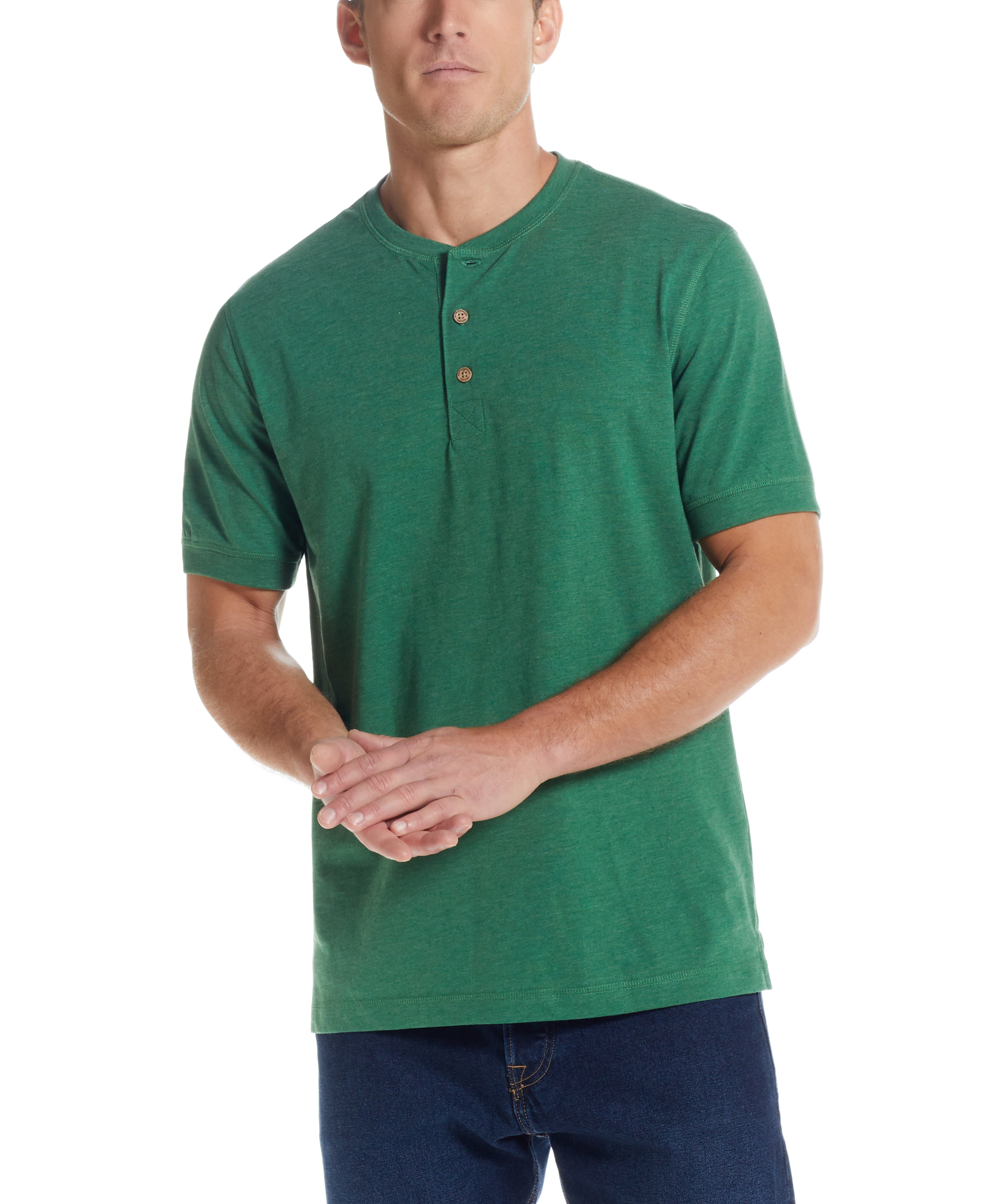 Short Sleeve Henley In Fairway Heather