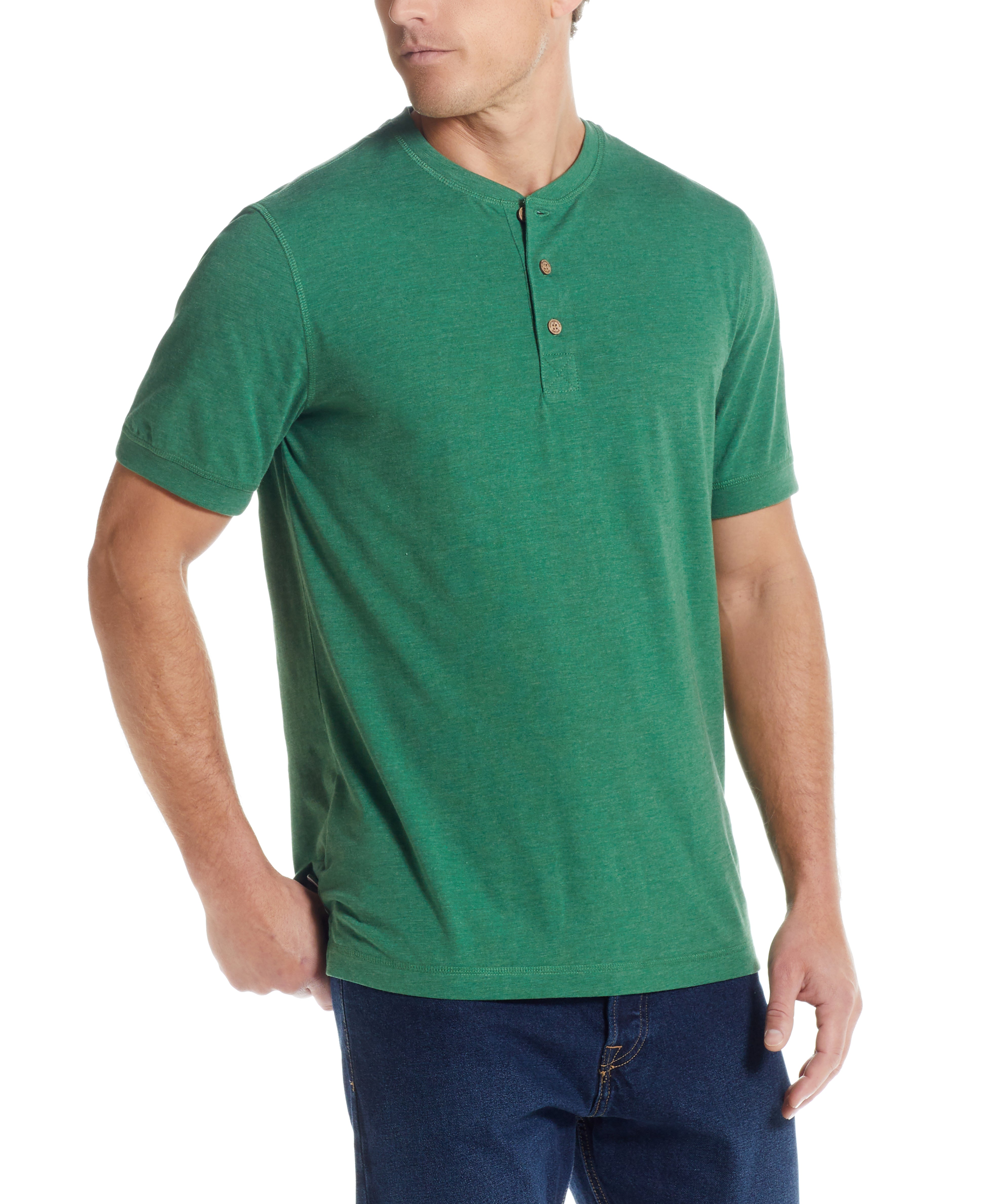 Short Sleeve Henley In Fairway Heather