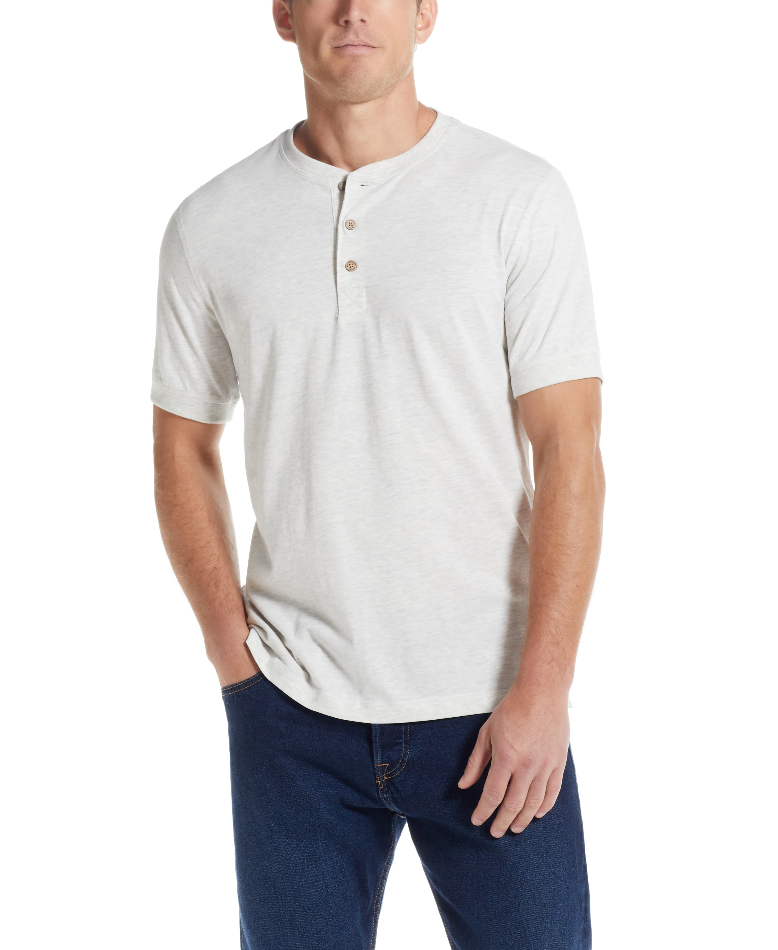 SHORT SLEEVE HENLEY IN OATMEAL