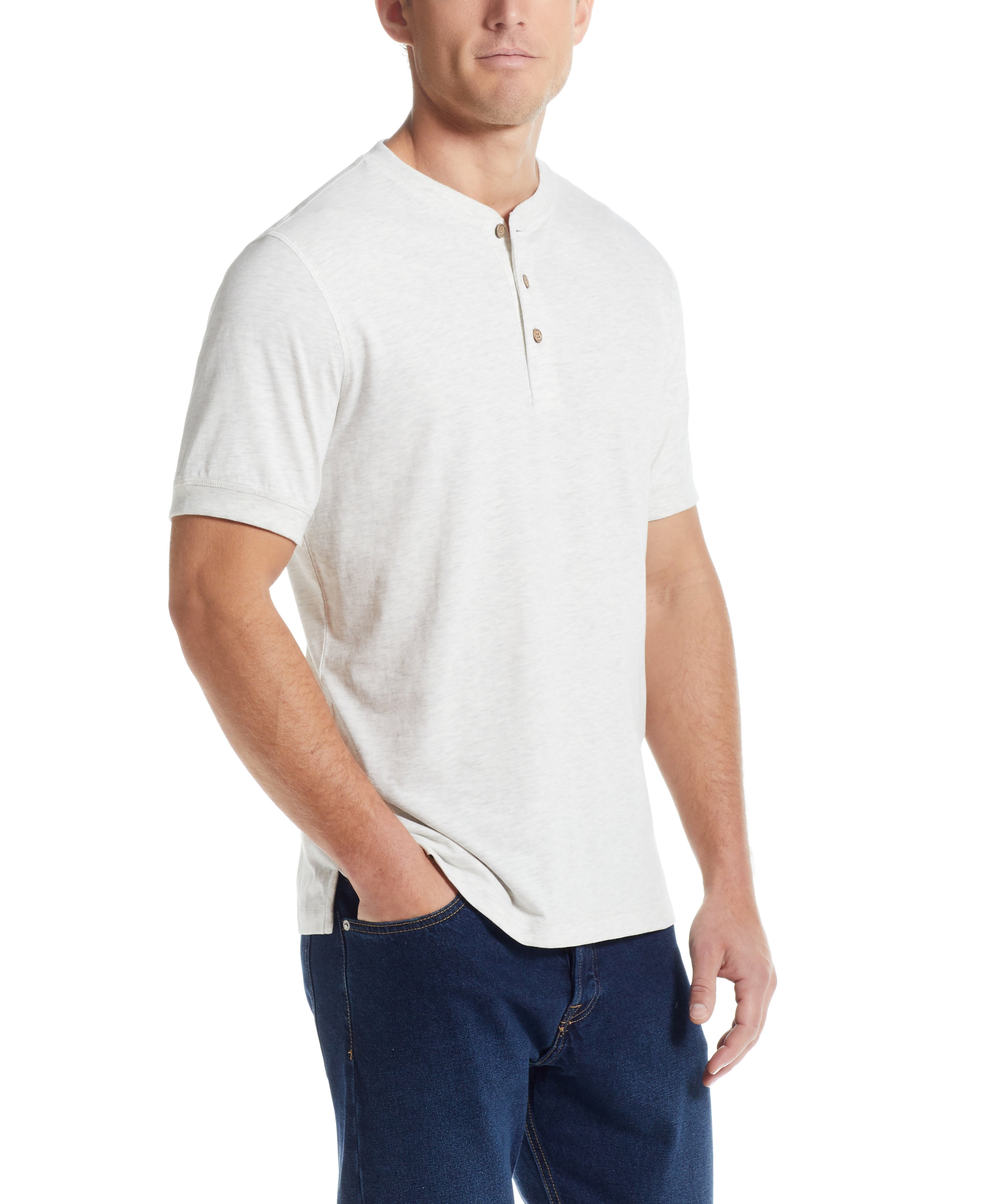 SHORT SLEEVE HENLEY IN OATMEAL