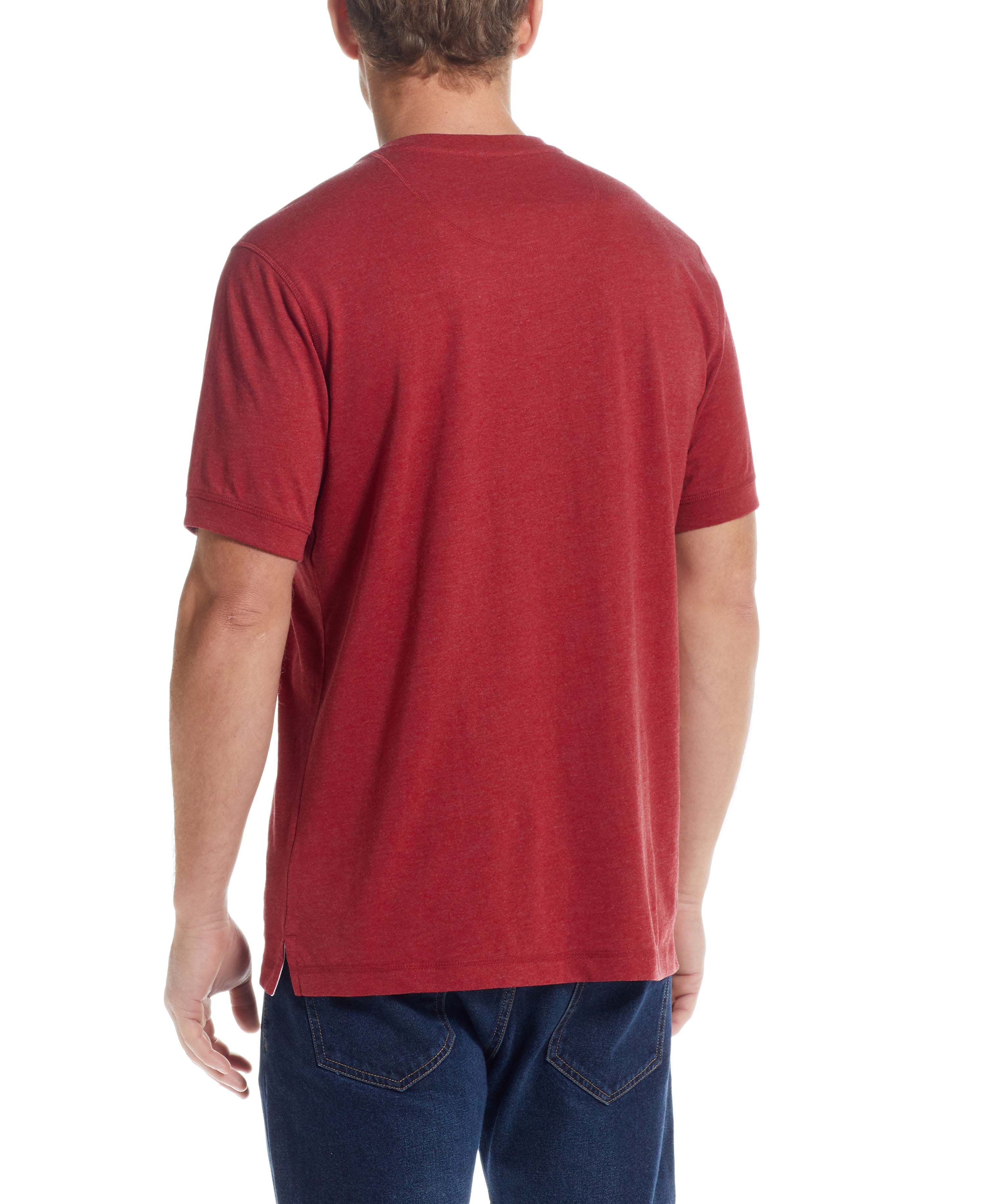 SHORT SLEEVE HENLEY IN RIO RED