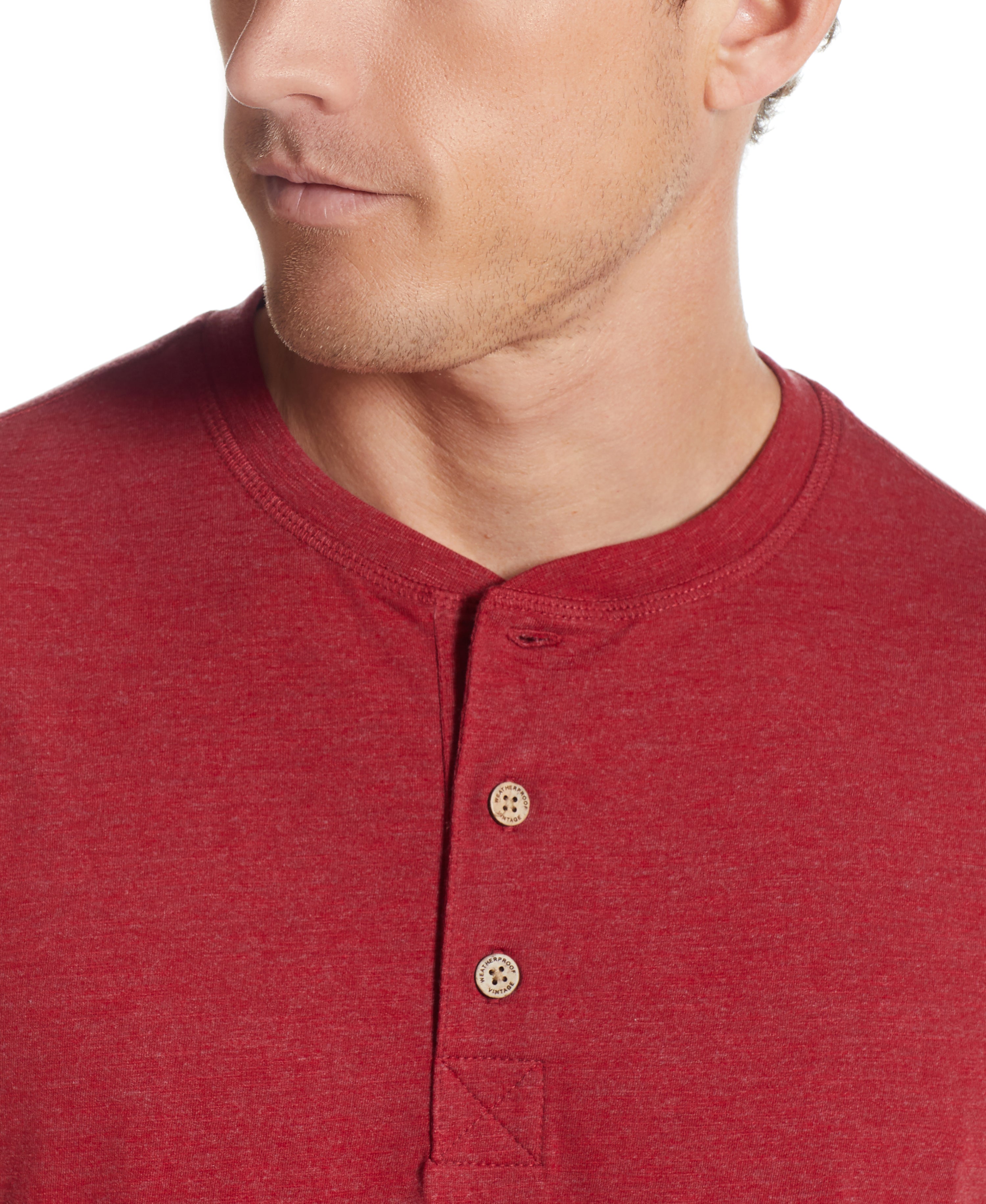 SHORT SLEEVE HENLEY IN RIO RED