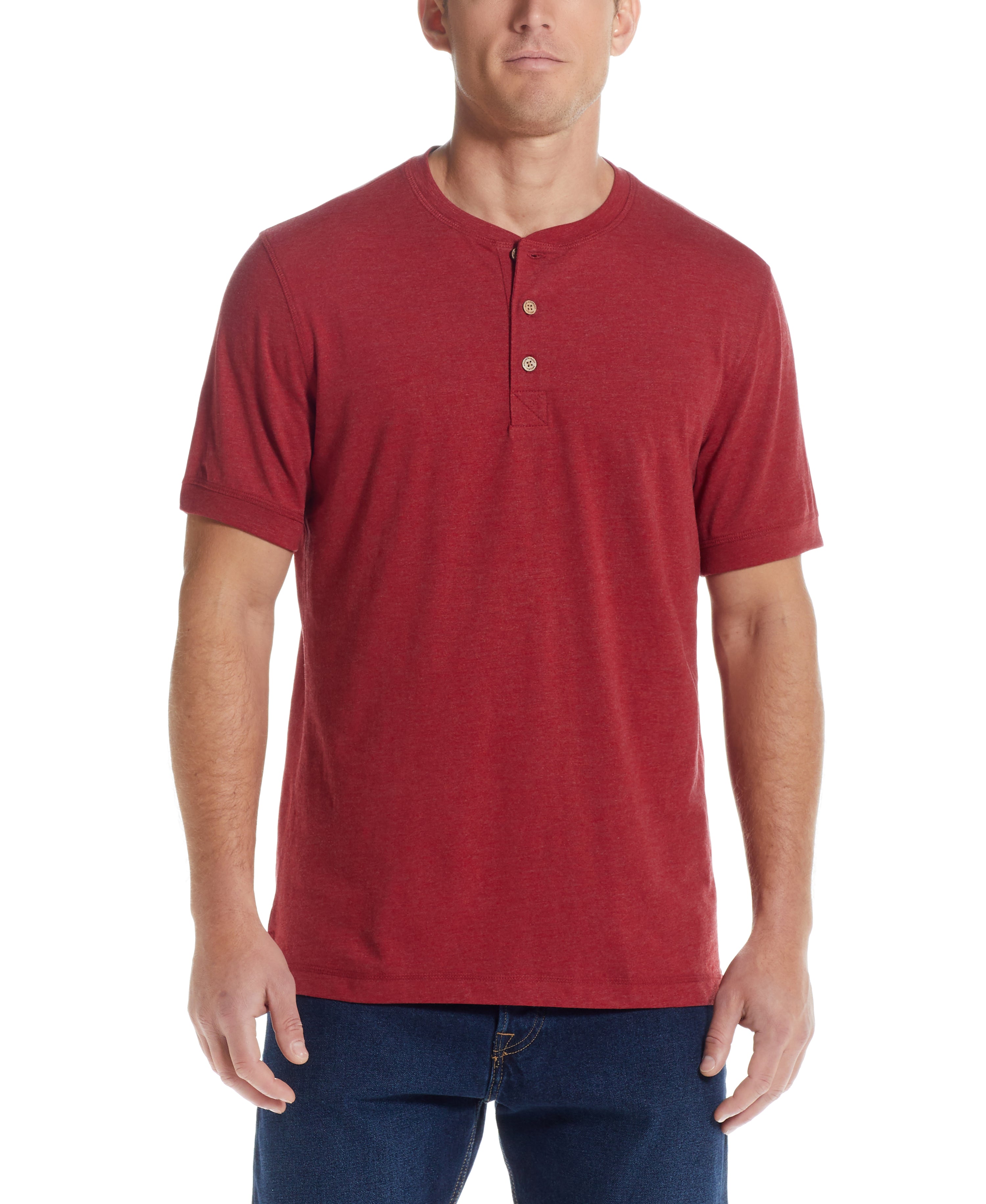 SHORT SLEEVE HENLEY IN RIO RED