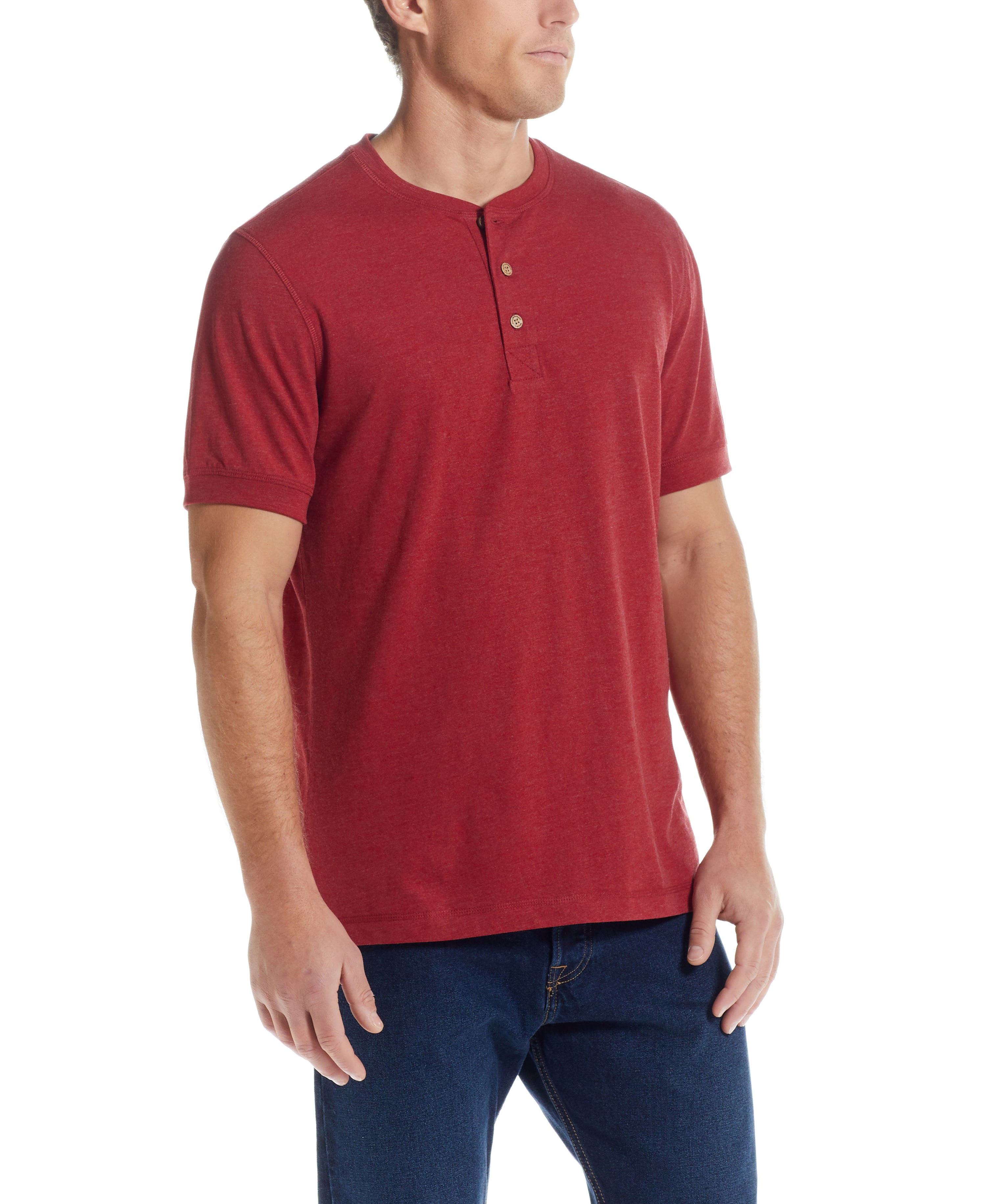 SHORT SLEEVE HENLEY IN RIO RED