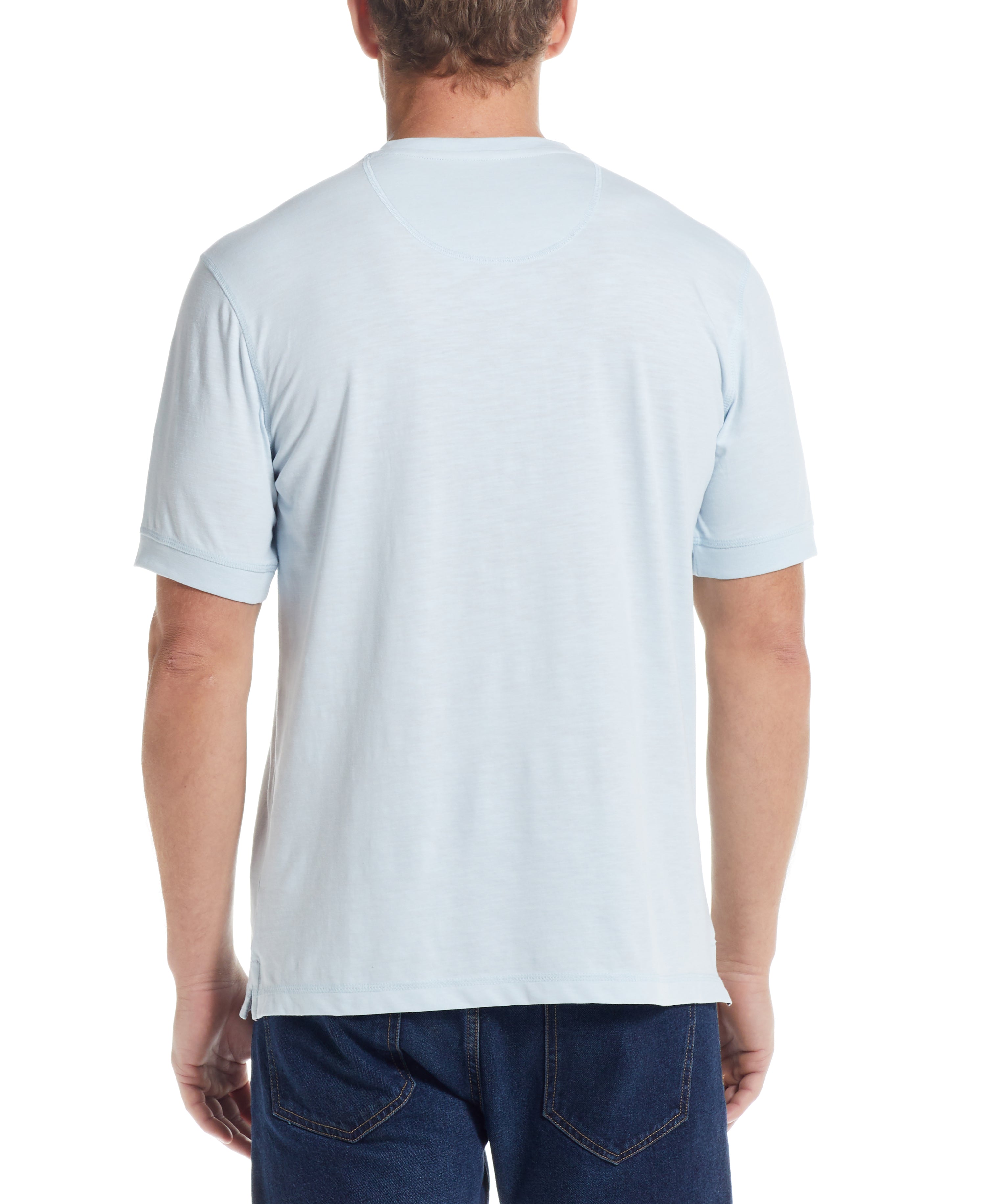SHORT SLEEVE HENLEY IN SPRING SKY