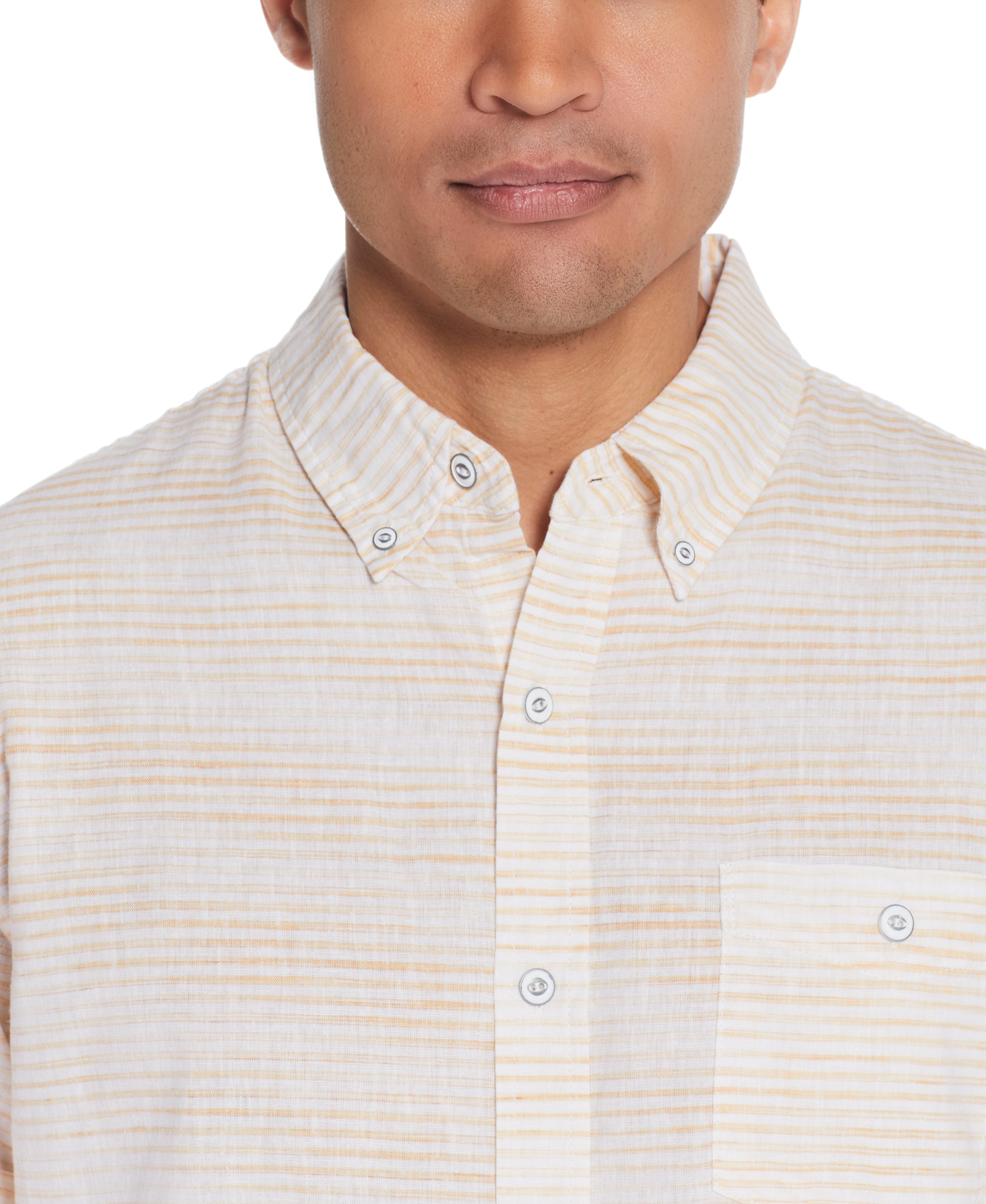 Stripe Linen Cotton Shirt in Sauterne