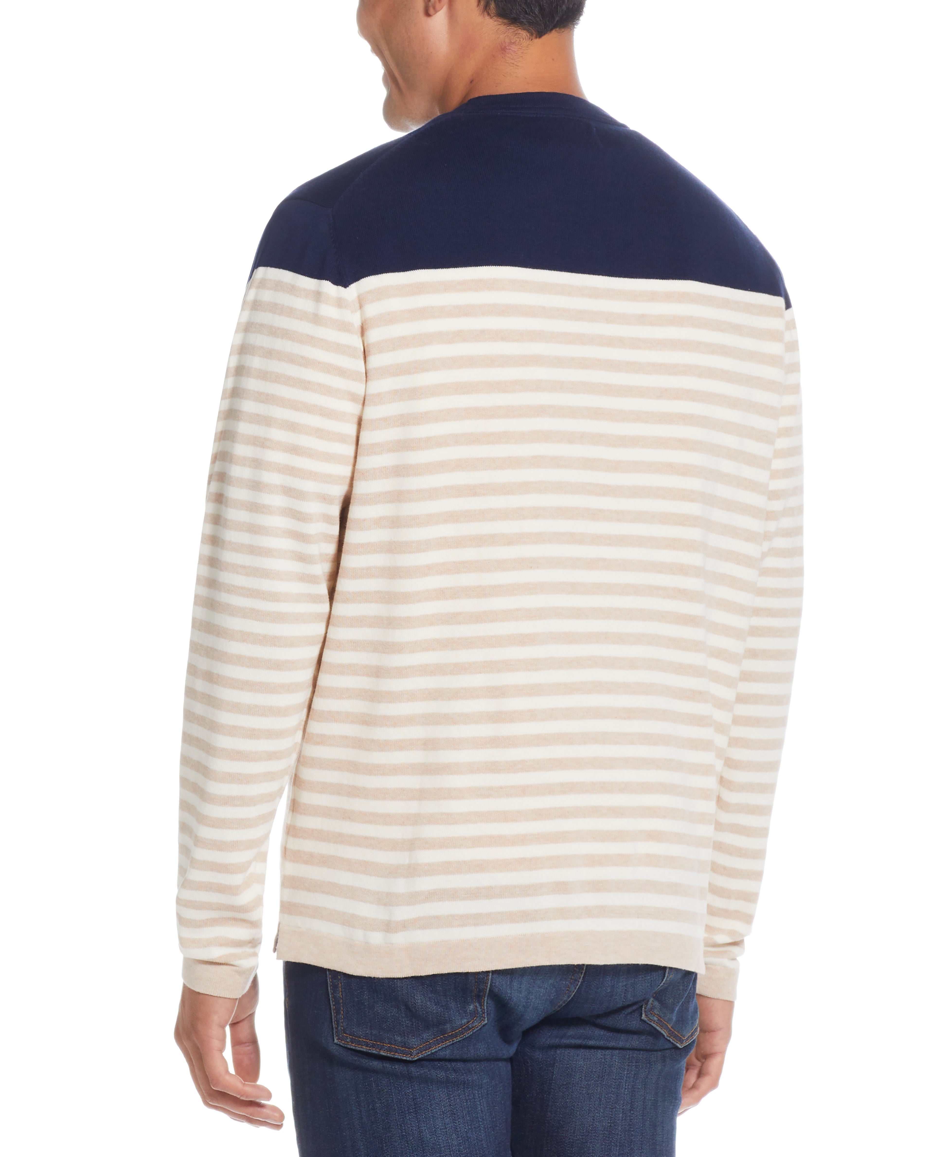 Striped Crew Neck In Linen Heather | Sweaters | Weatherproof Vintage