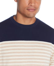 Striped Crew Neck In Linen Heather | Sweaters | Weatherproof Vintage