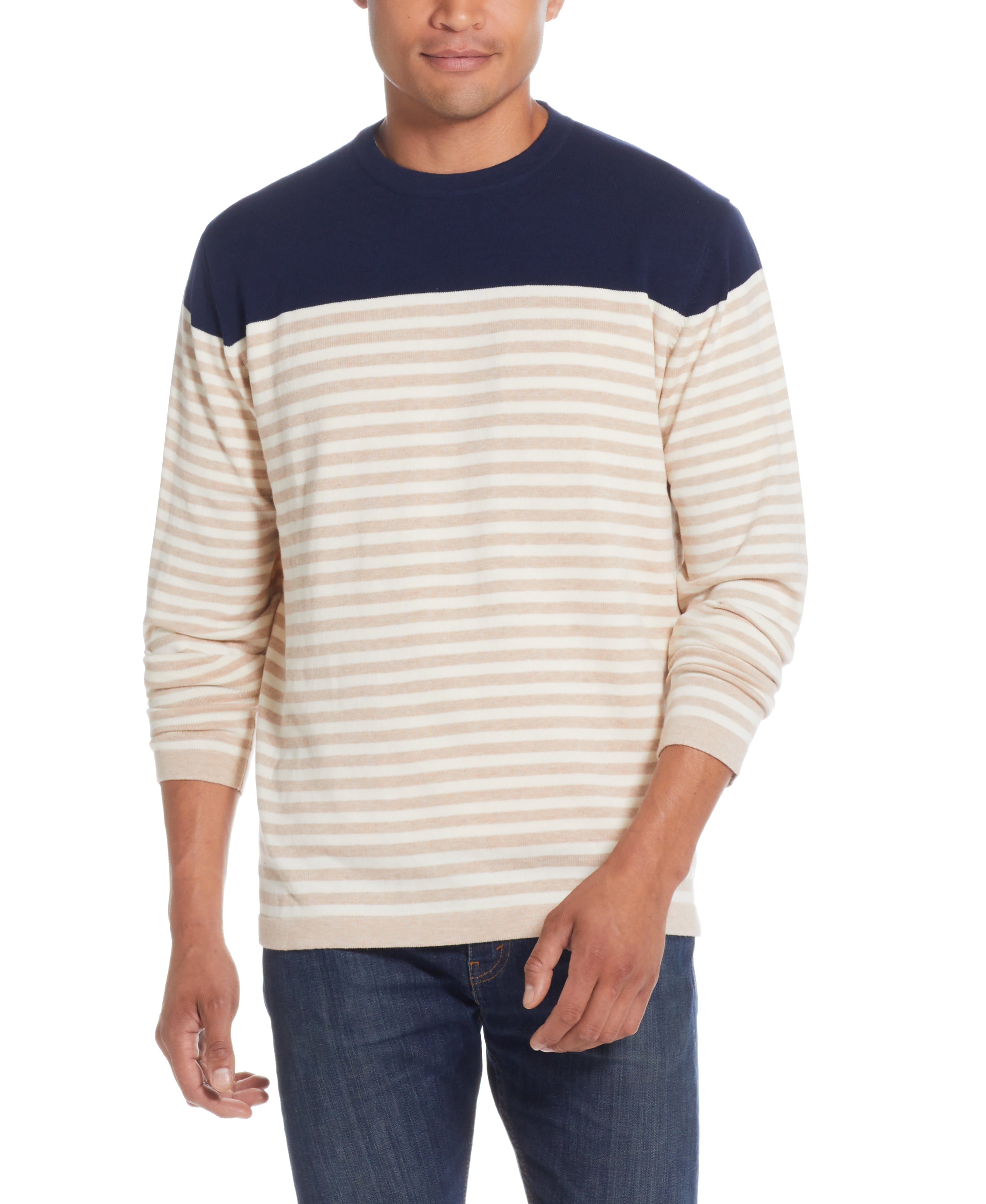 Striped Crew Neck In Linen Heather