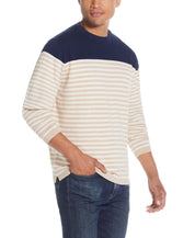 Striped Crew Neck In Linen Heather | Sweaters | Weatherproof Vintage