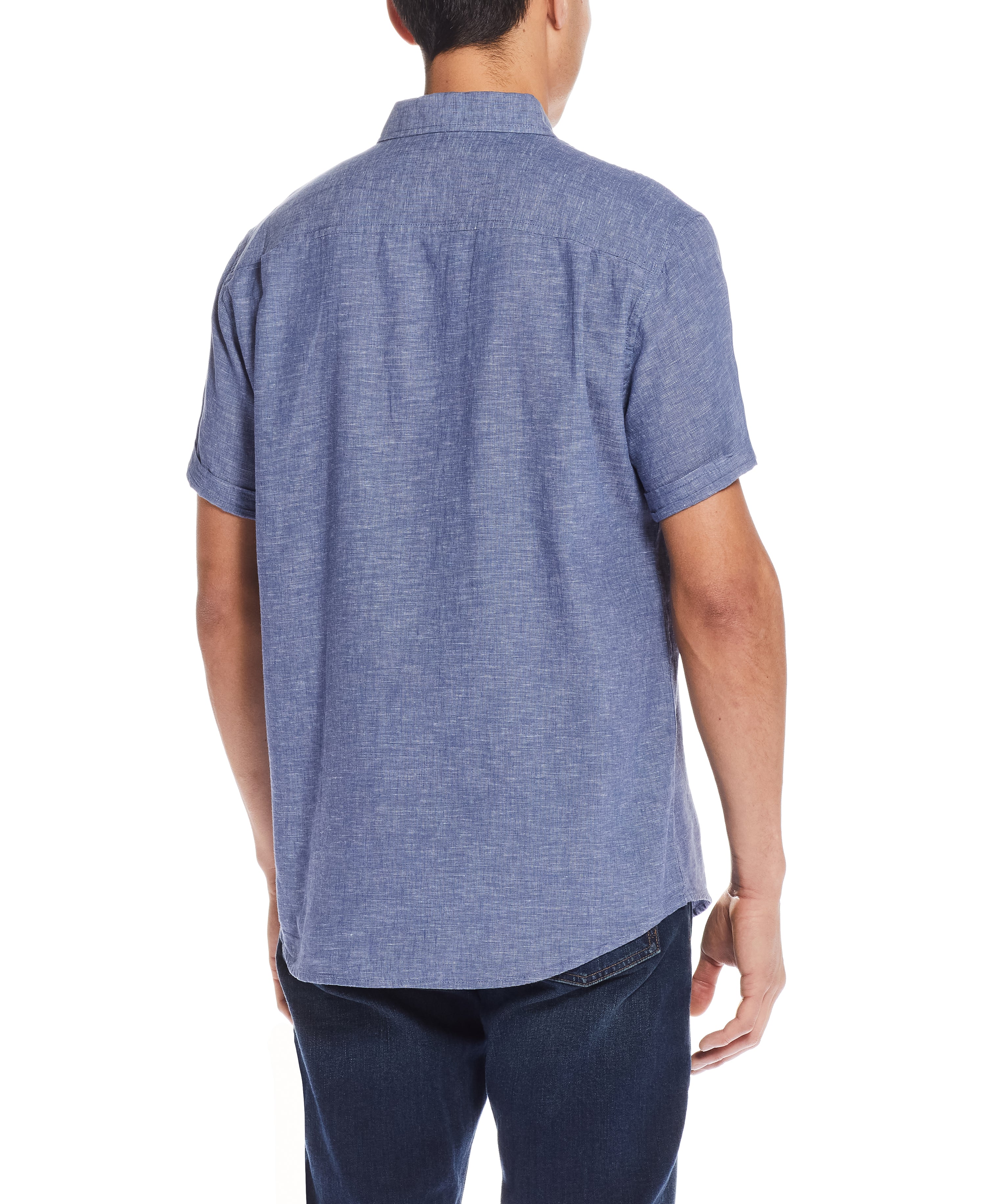 Solid Linen Cotton Shirt in Ensign Blue