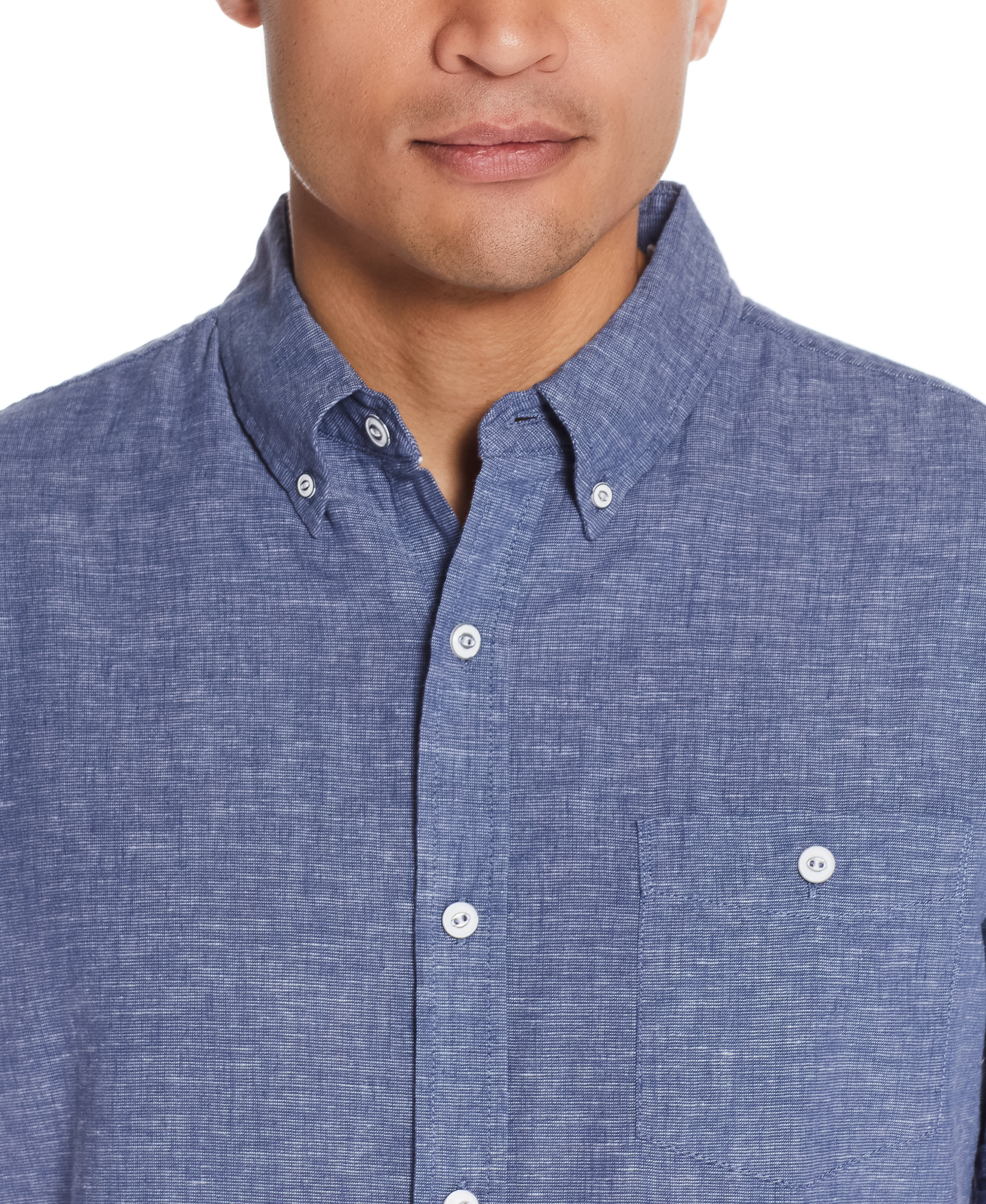 Short Sleeve Solid Linen Cotton In Ensign Blue