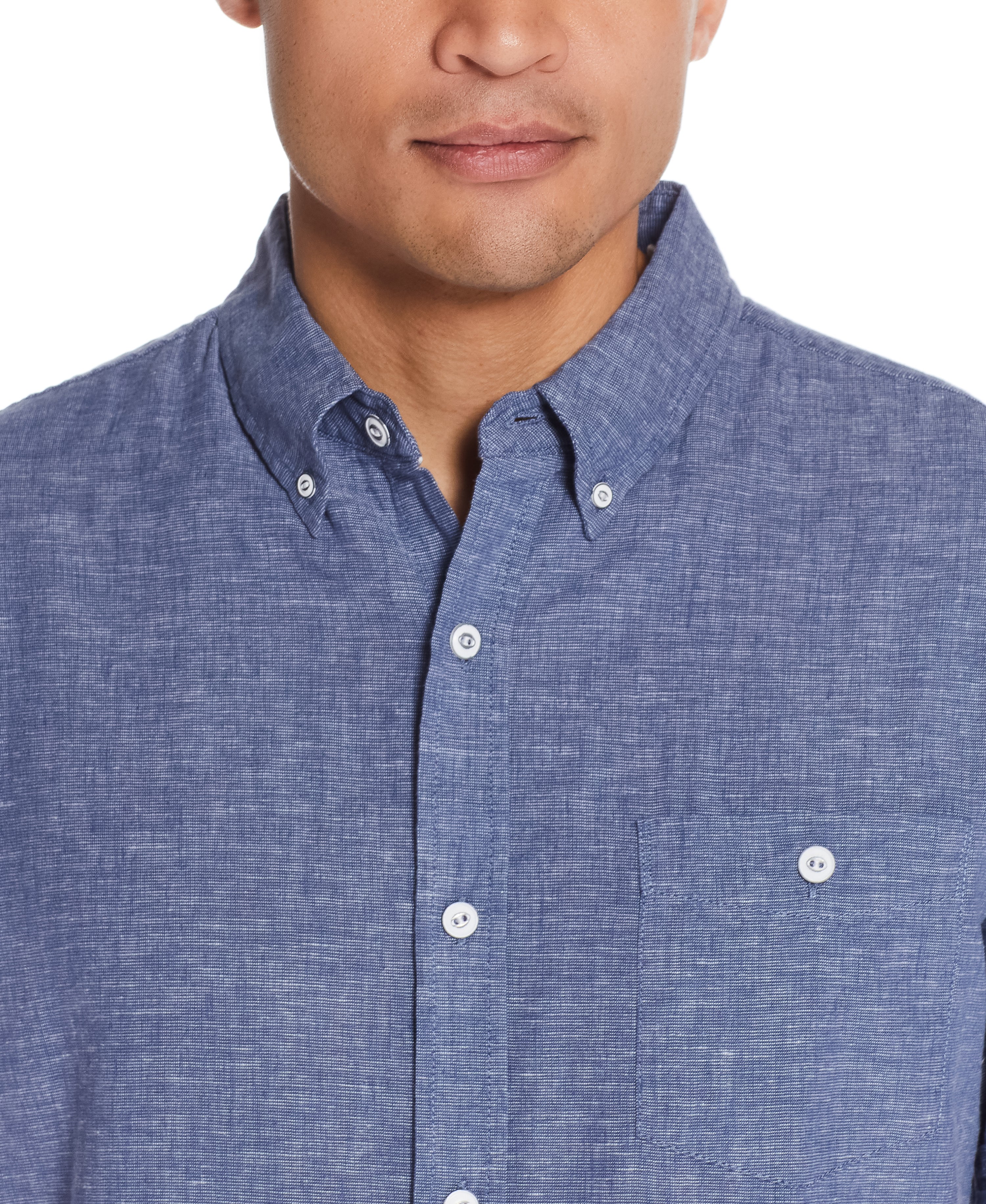Solid Linen Cotton Shirt in Ensign Blue
