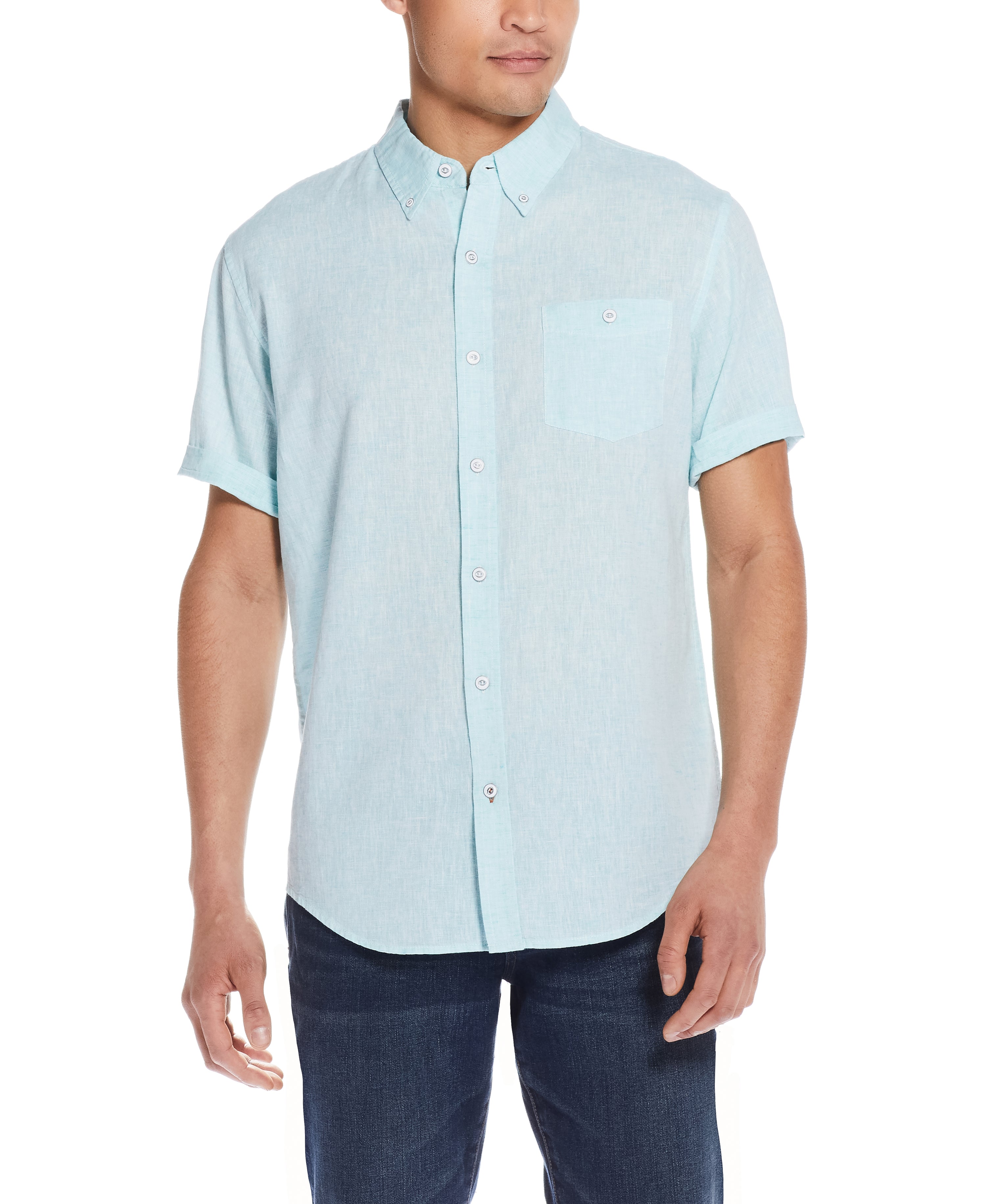 Solid Linen Cotton Shirt in Mint