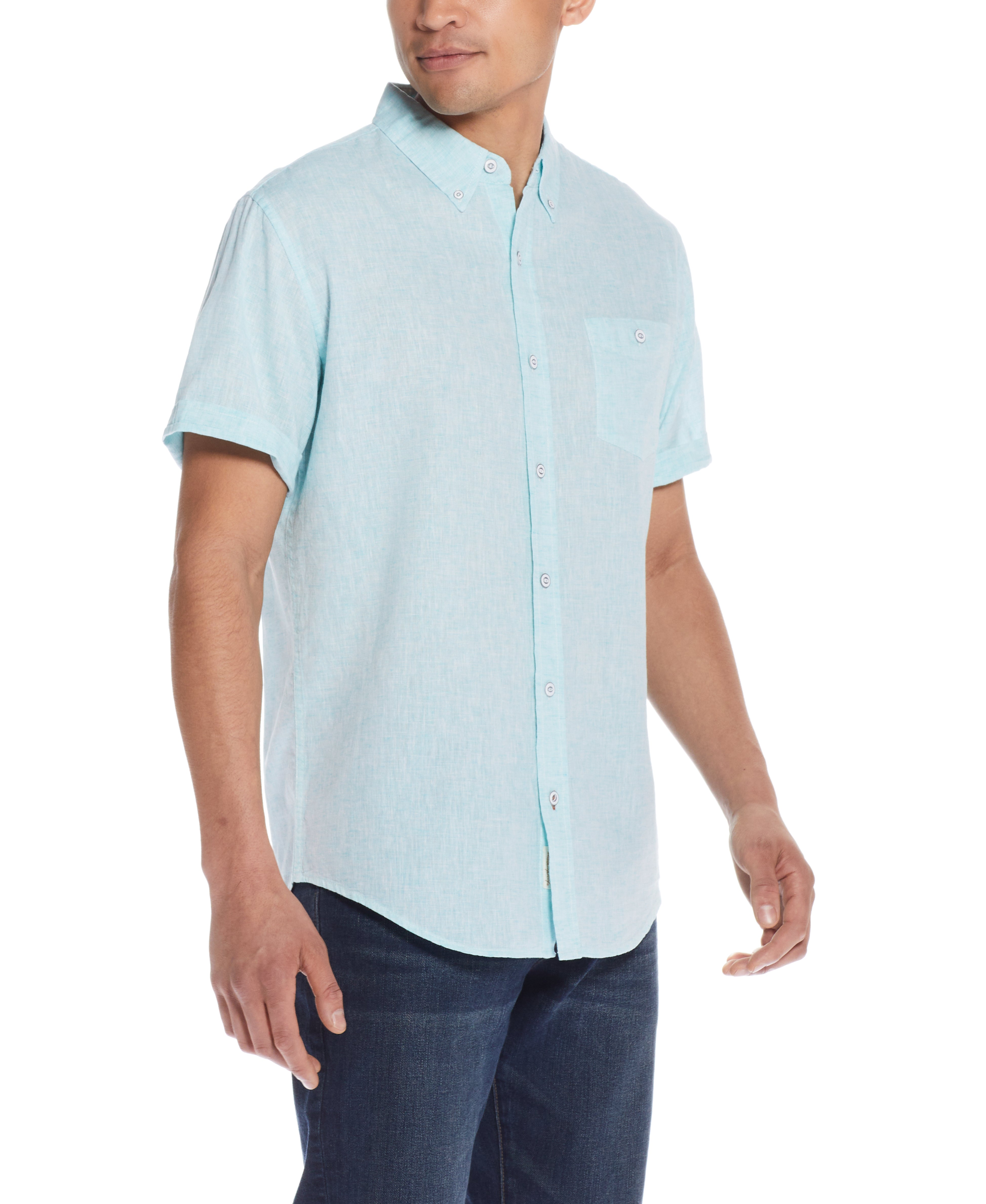 SHORT SLEEVE SOLID LINEN COTTON in MINT