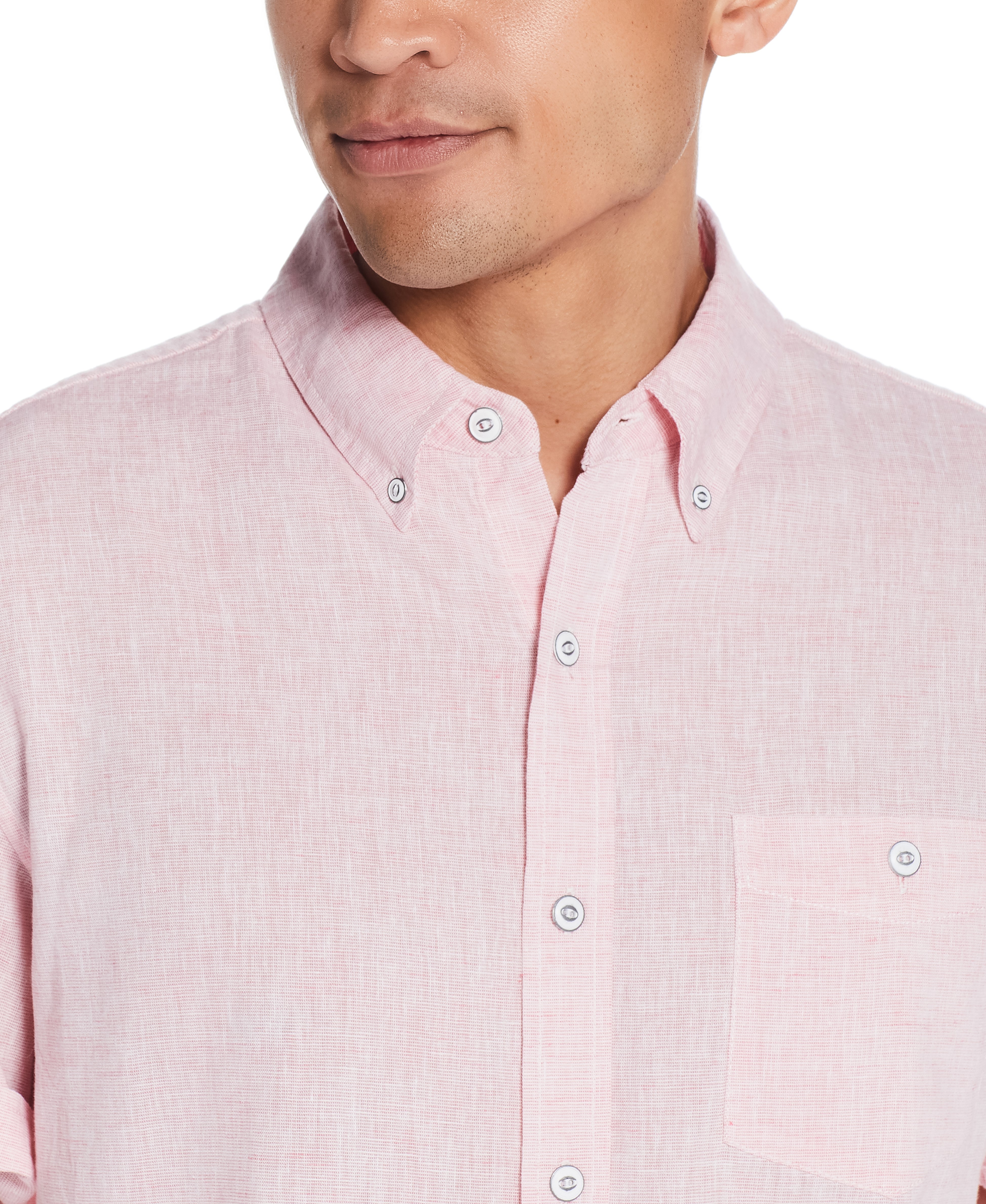 Short Sleeve Solid Linen Cotton In Tea Rose