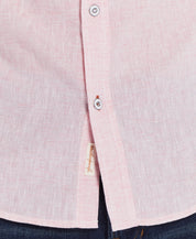 Short Sleeve Solid Linen Cotton In Tea Rose