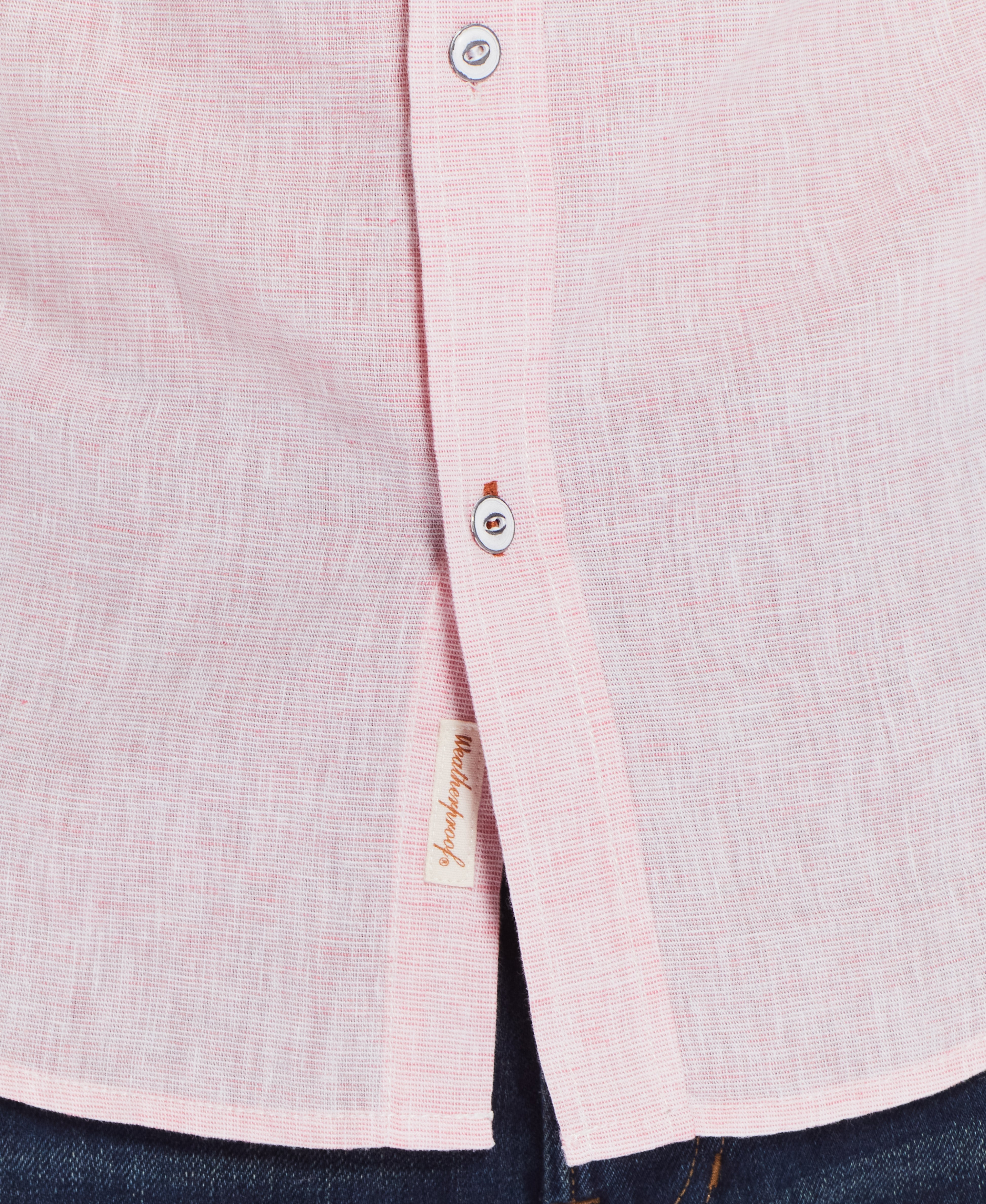 Short Sleeve Solid Linen Cotton In Tea Rose