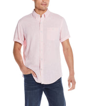 Short Sleeve Solid Linen Cotton In Tea Rose