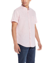 Short Sleeve Solid Linen Cotton In Tea Rose