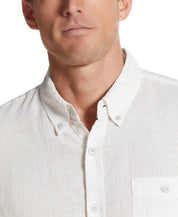 Solid Linen Cotton Shirt in White