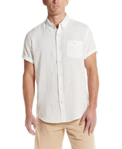 SHORT SLEEVE SOLID LINEN COTTON in BRIGHT WHITE