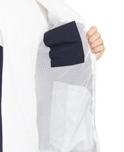 NYLON ZIP UP COLOR BLOCK WITH HOOD IN SHARK SKIN