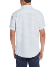 Stripe Linen Cotton Shirt In Blue Tropics