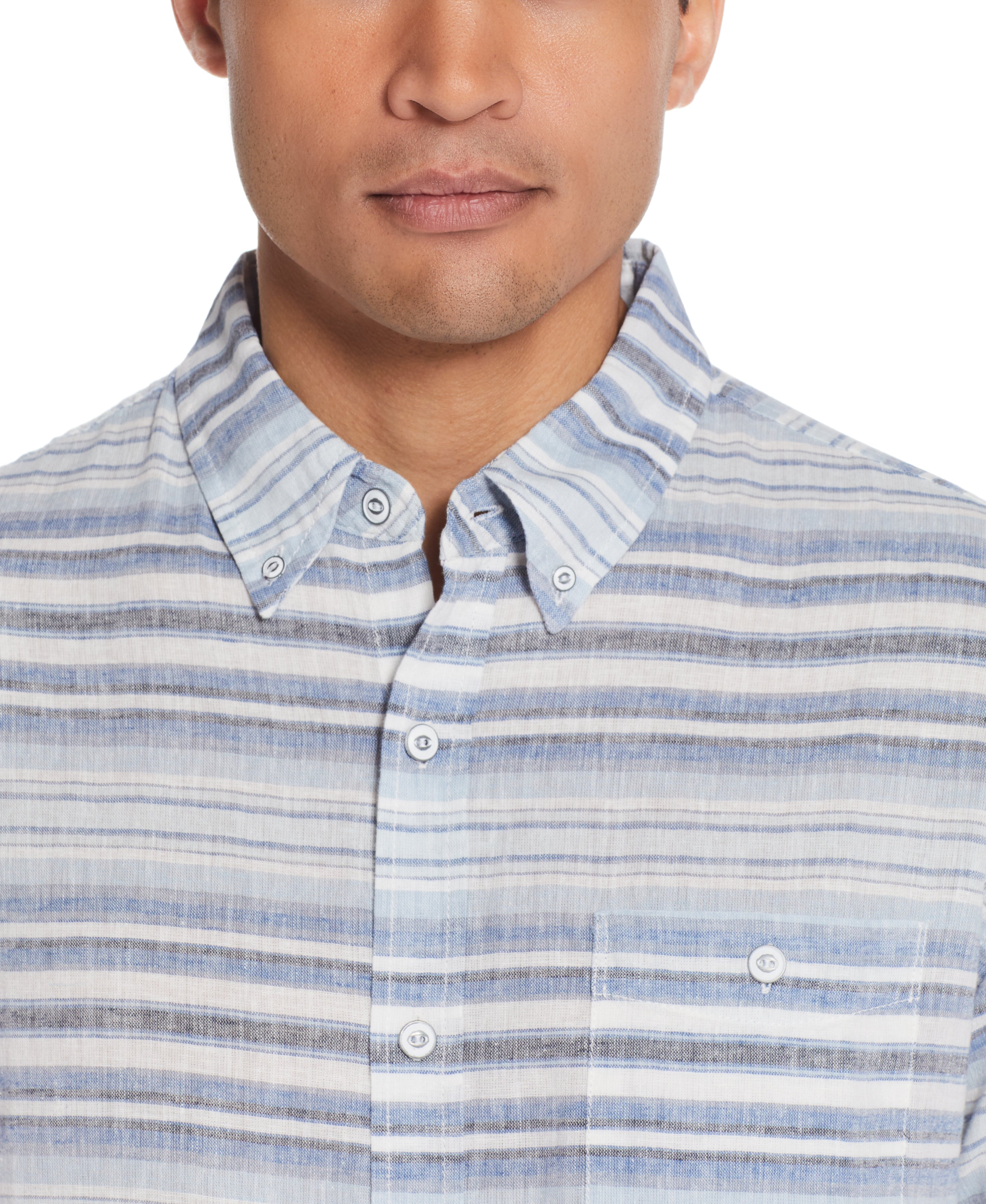Stripe Linen Cotton Shirt in Riverside