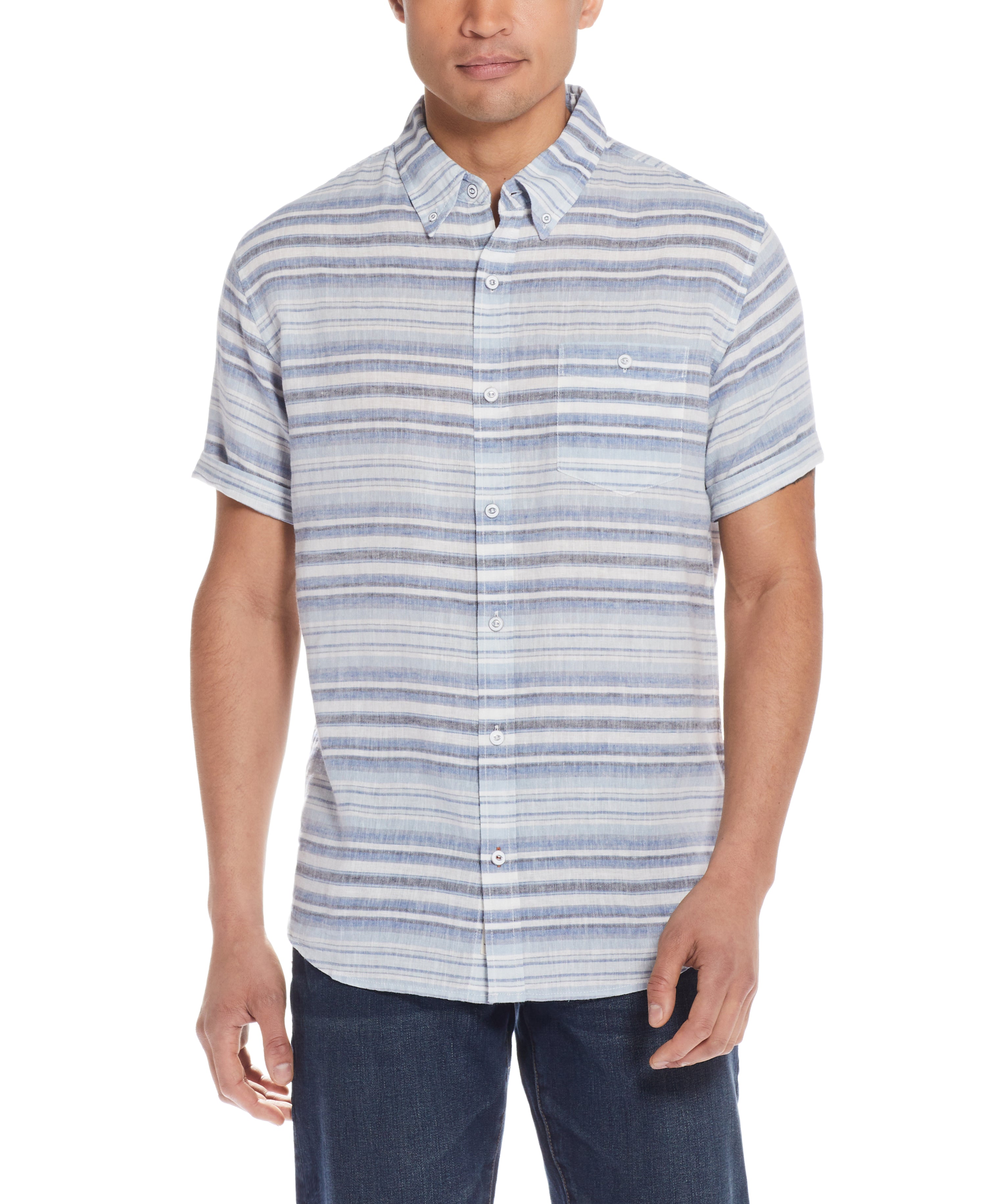 Stripe Linen Cotton Shirt in Riverside