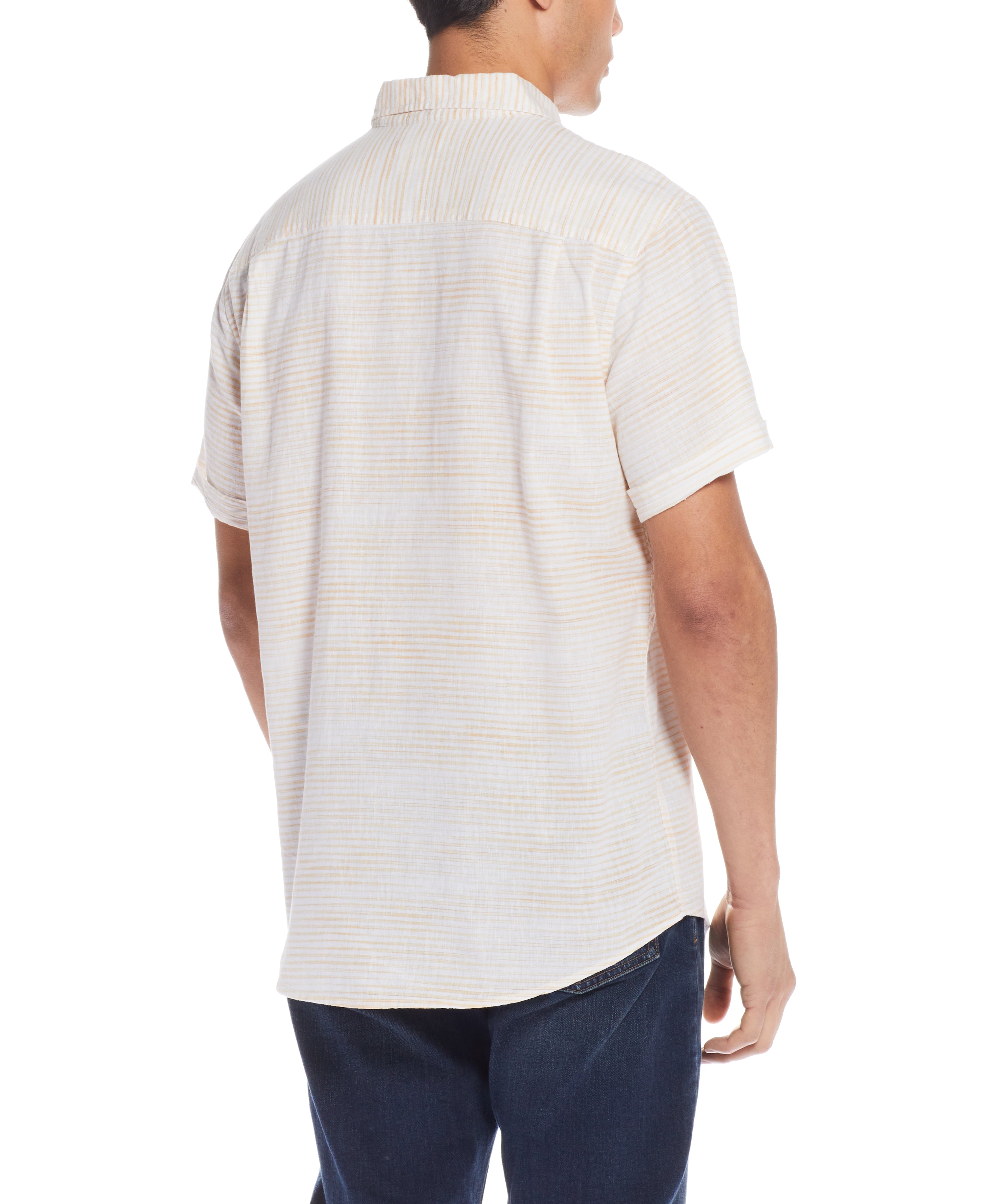 Stripe Linen Cotton Shirt in Sauterne
