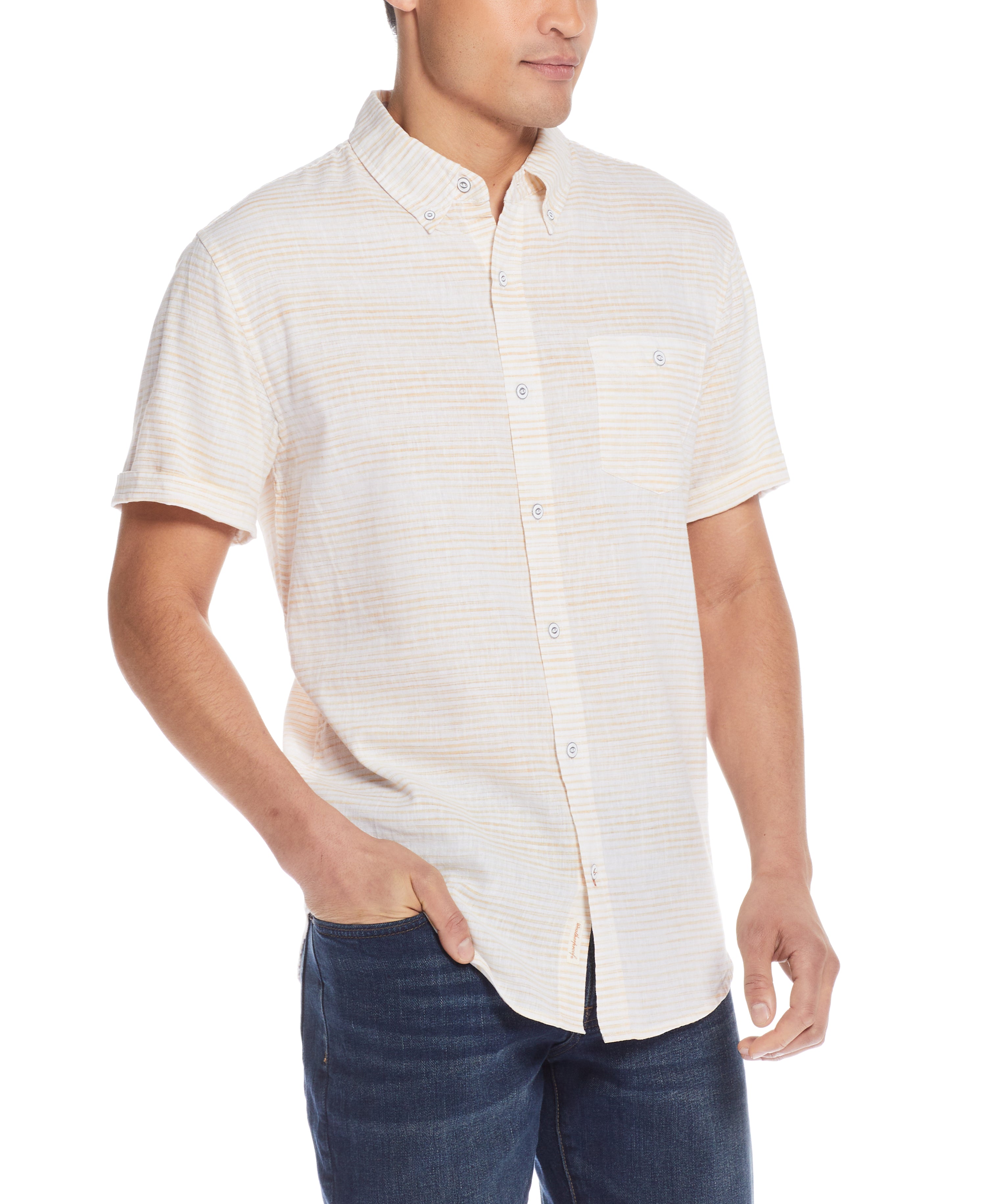 Stripe Linen Cotton Shirt in Sauterne
