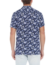 Short Sleeve Rayon Printed Camp Shirt In Sailor Blue