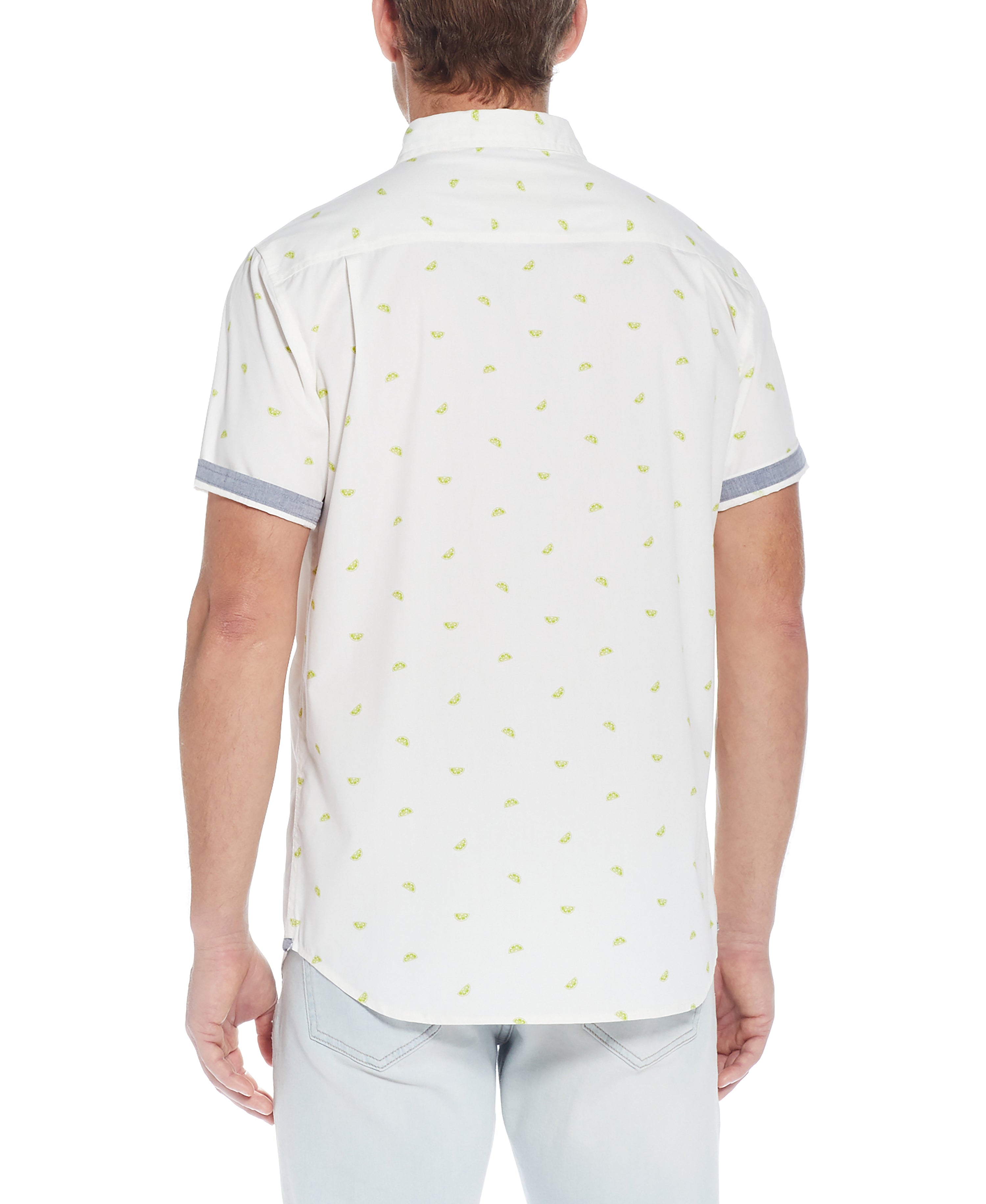 Poplin Lime Slice Printed Shirt in Arctic White